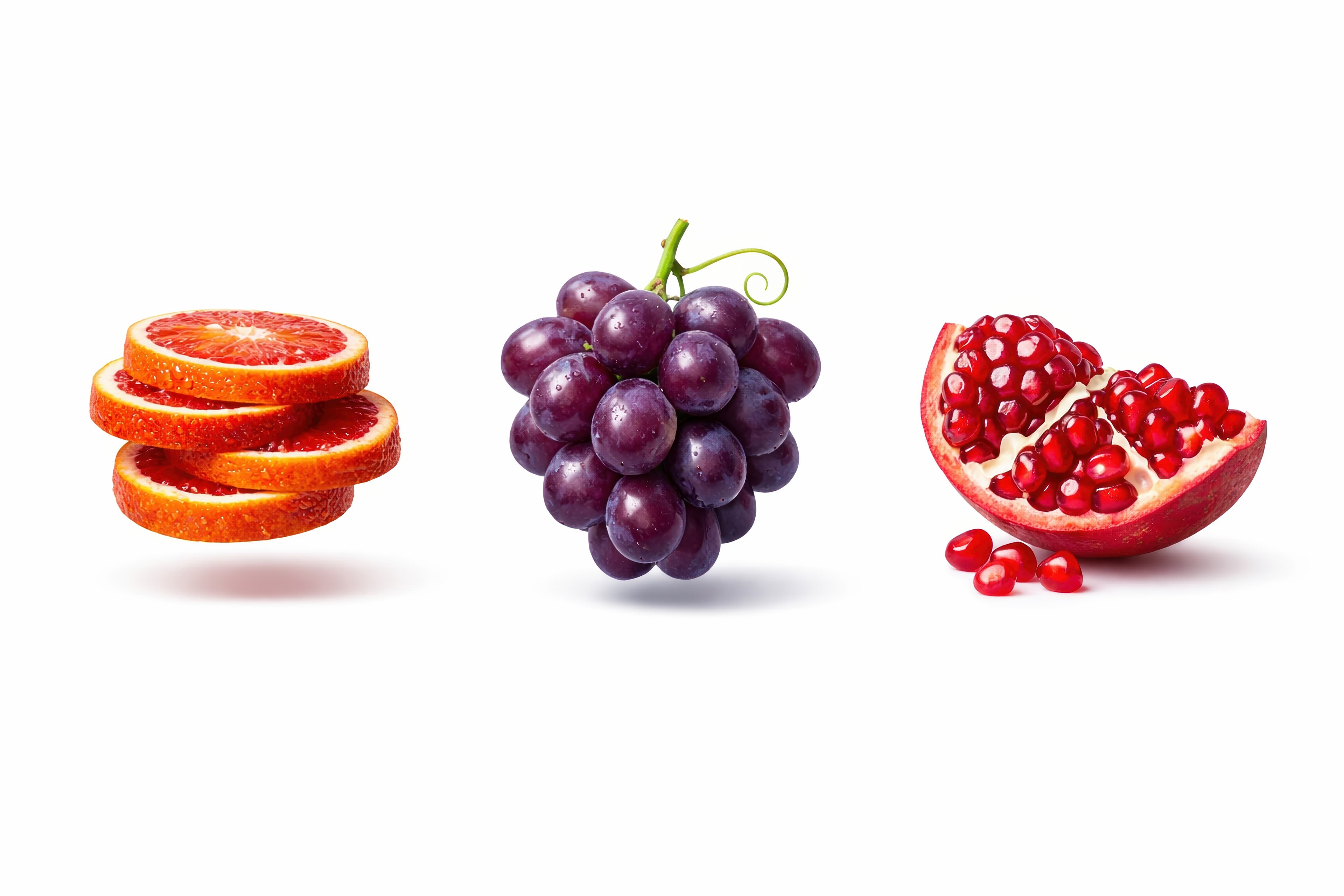 The Trio Harvest: Grape, Pomegranate & Blood Orange Stock Asset