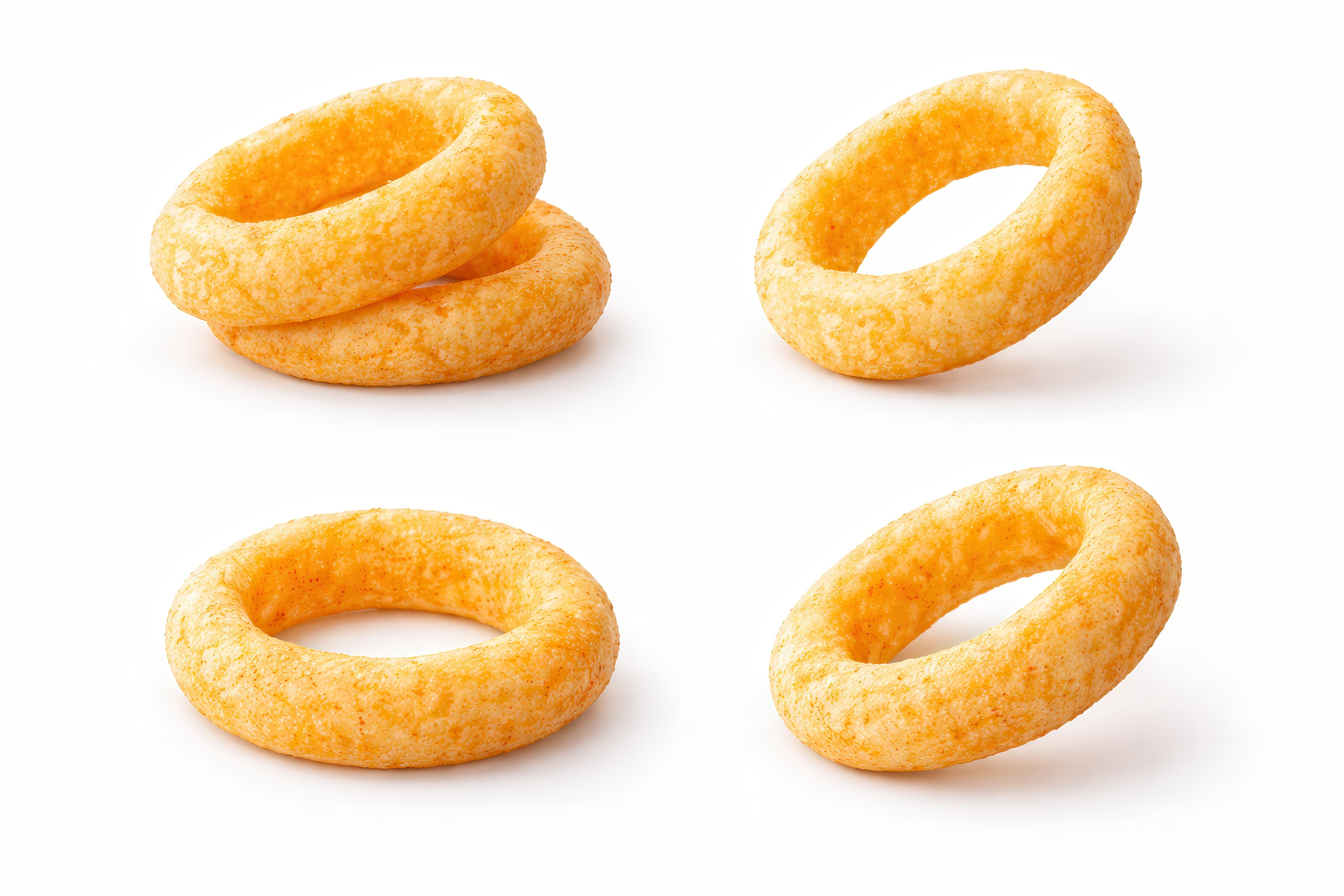 Golden Crispy Ring Snacks – Multi-Angle Stock Asset