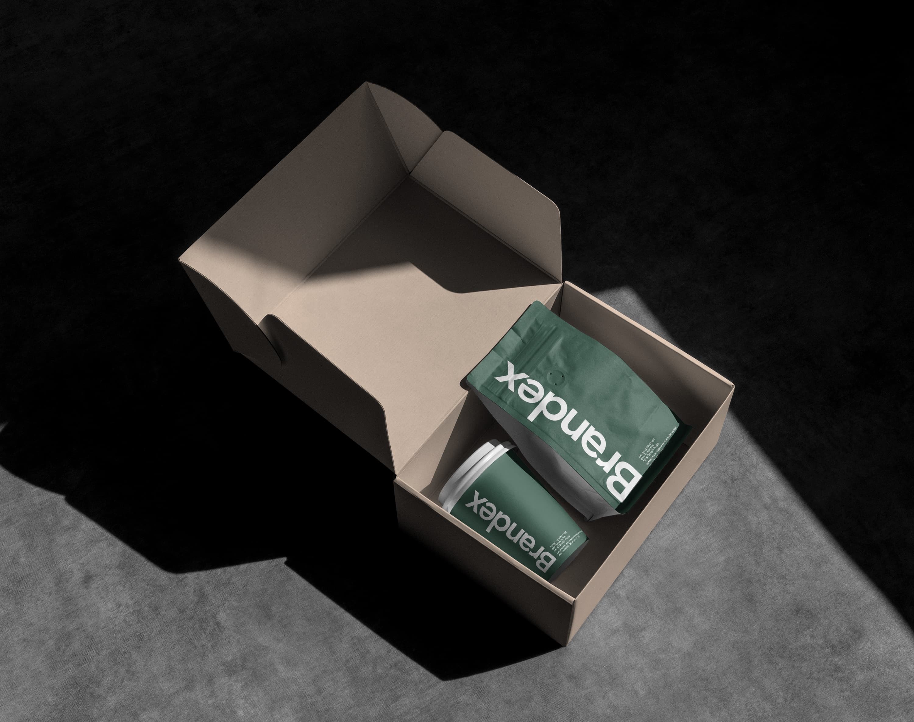 Cardboard shipping with green mockup