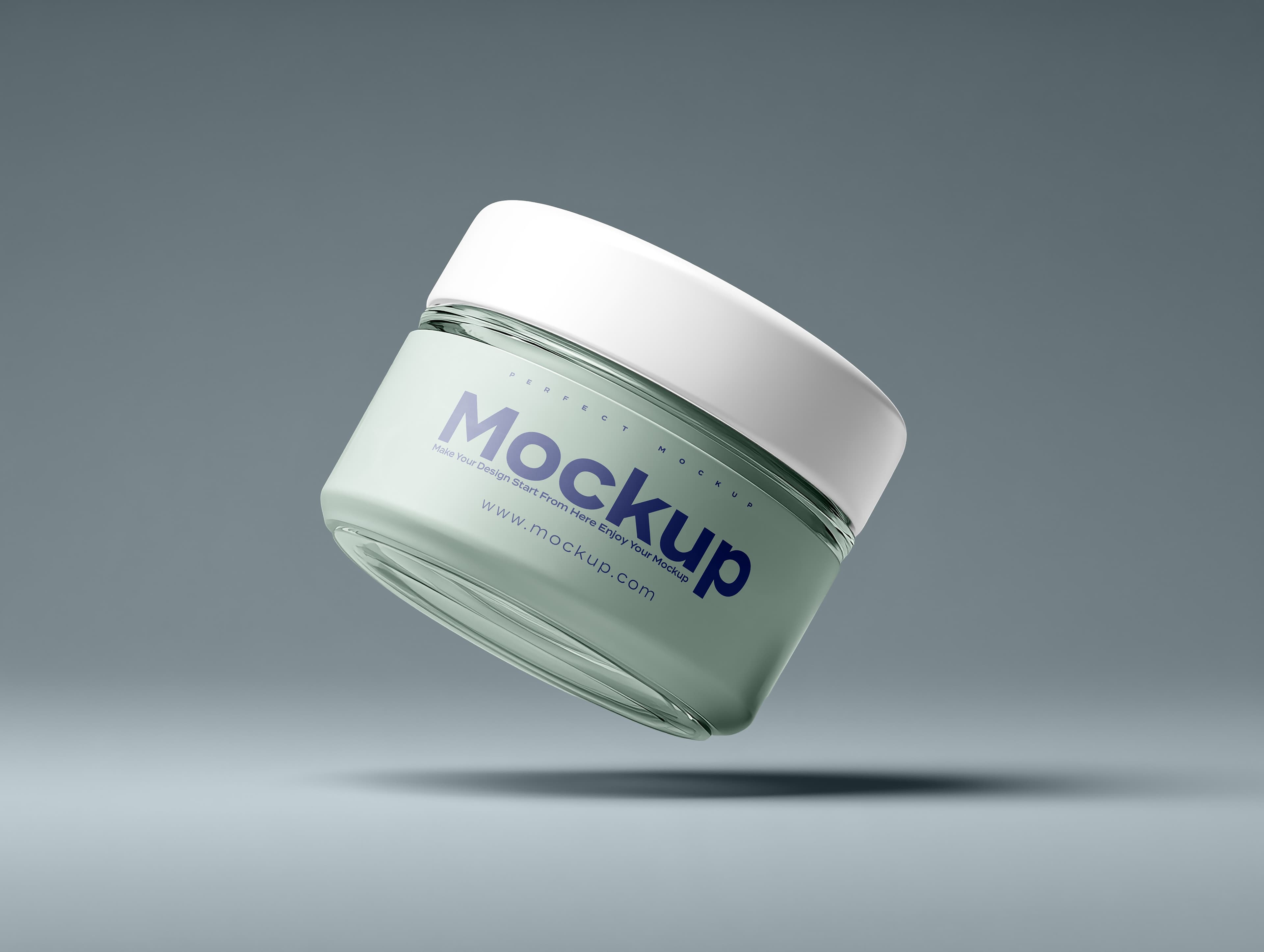 Floating cosmetic jar mockup