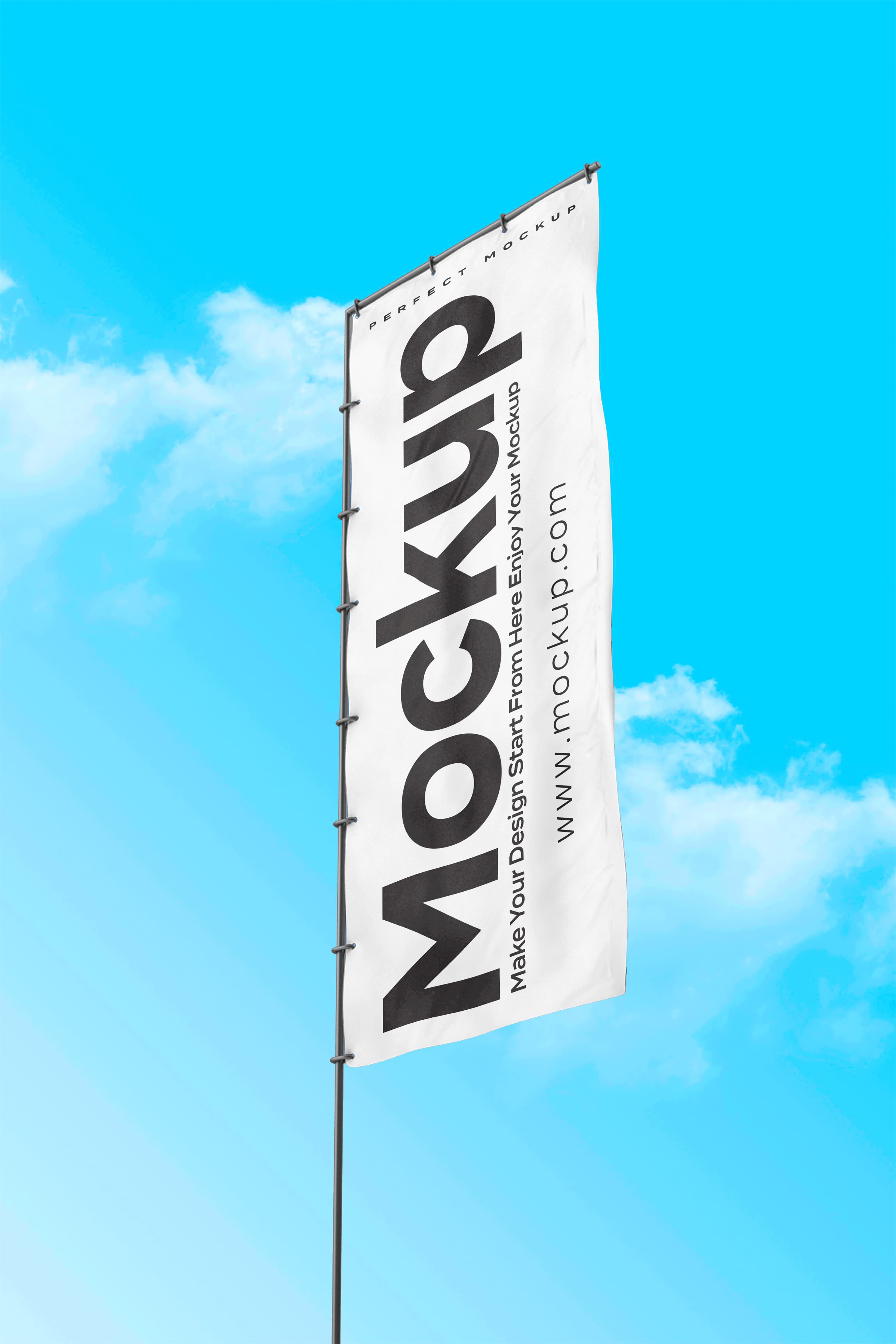 Vertical outdoor flag mockup
