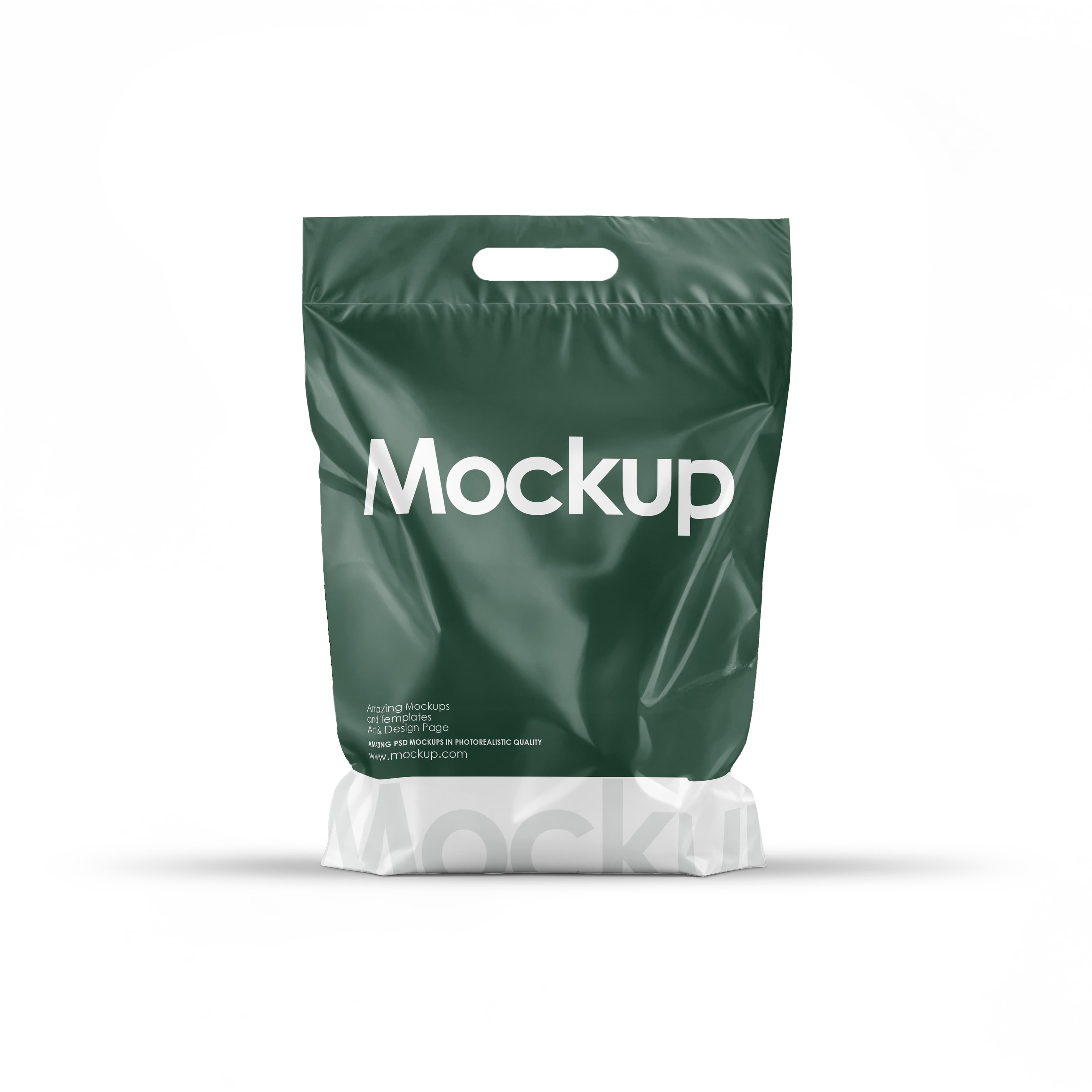 Dark green matte plastic bag mockup