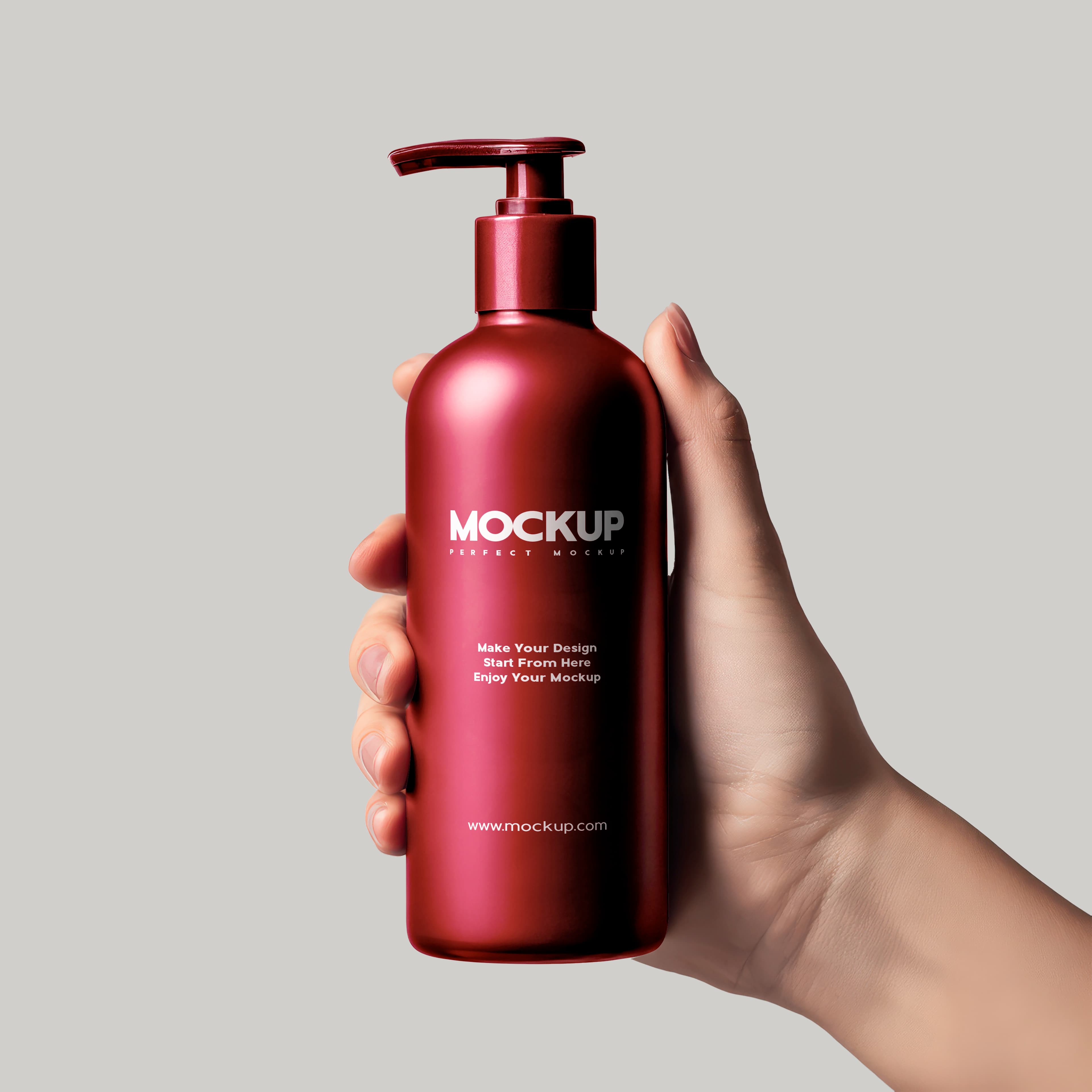 Metallic red pump mockup