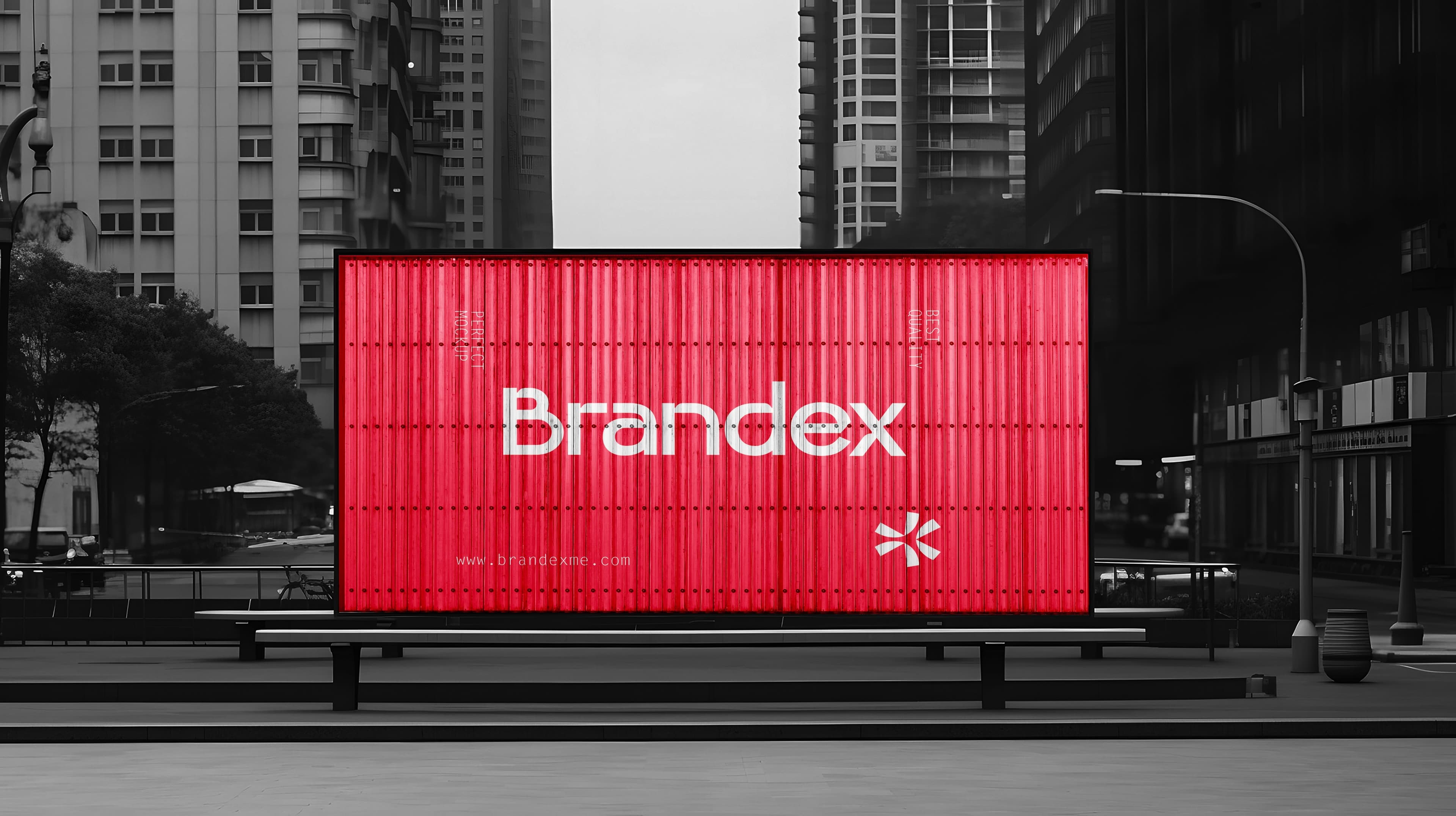 Red Urban Shipping Container Billboard Mockup Branding Display