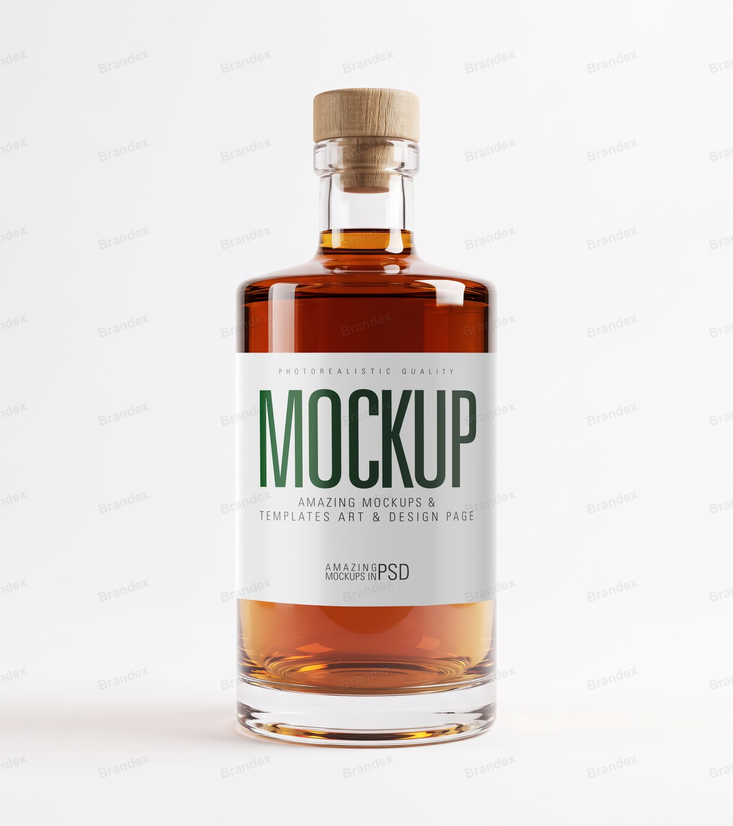 Amber Round-Shoulder Bottle Mockup — Cork Top