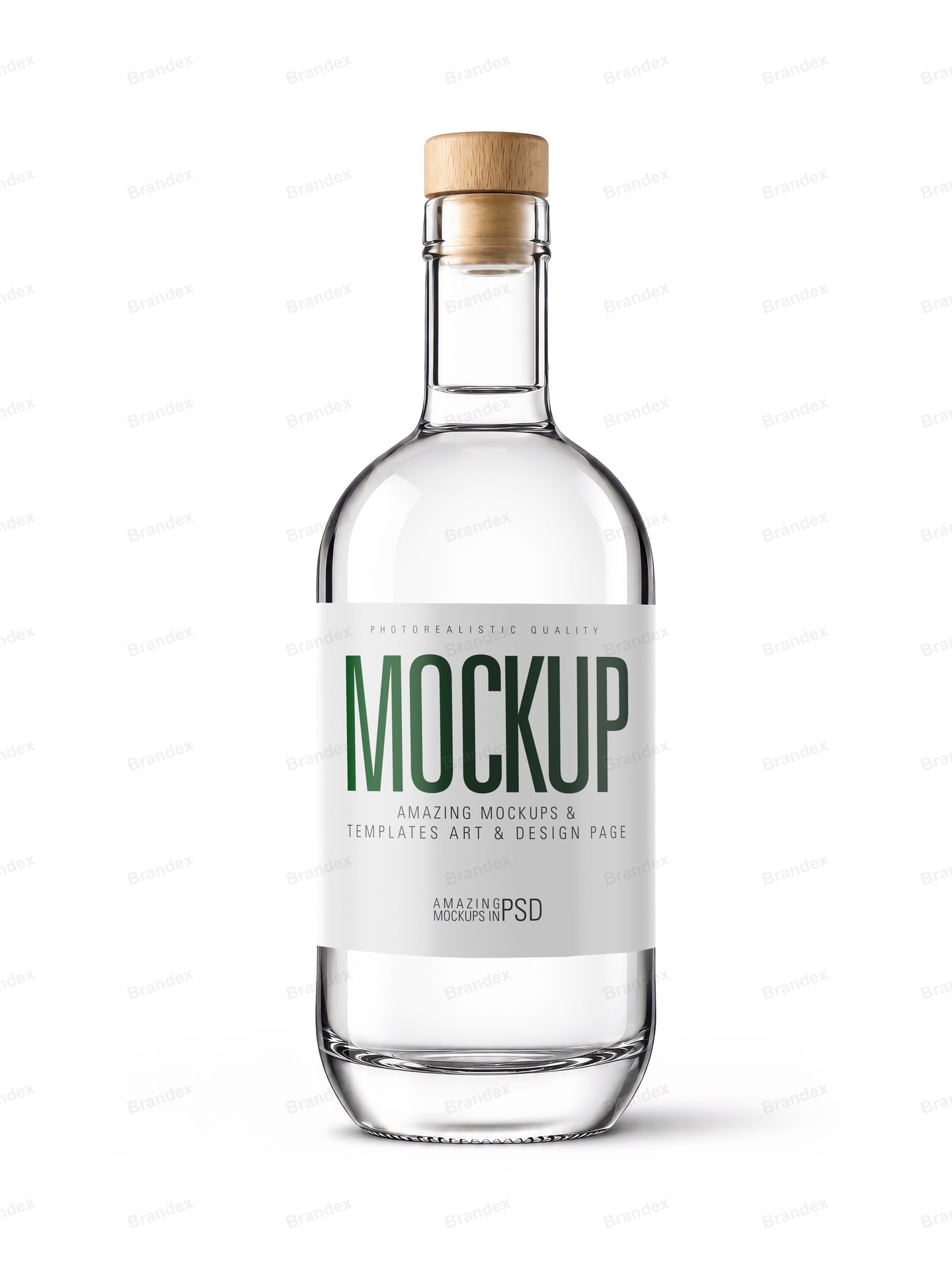 Clear Spirit Bottle Mockup — Cork Top