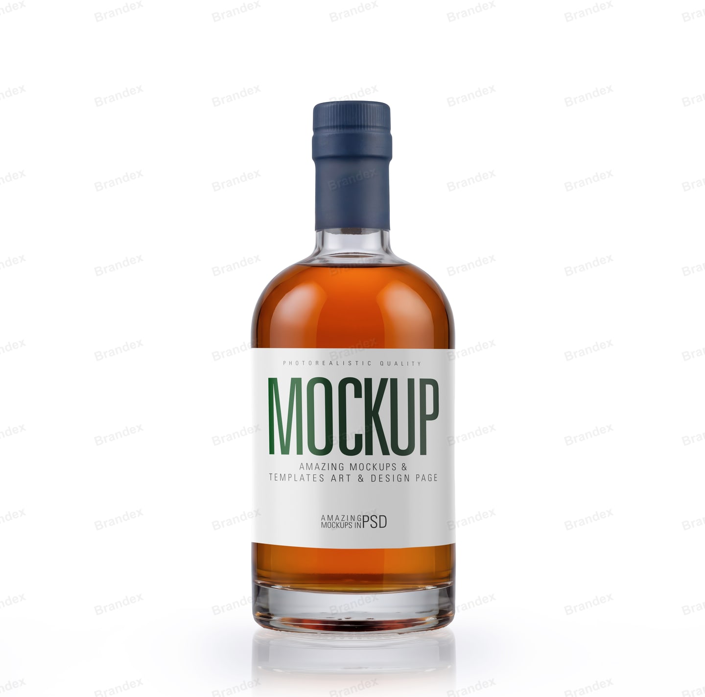 Amber Liquor Bottle Mockup — Navy Cap