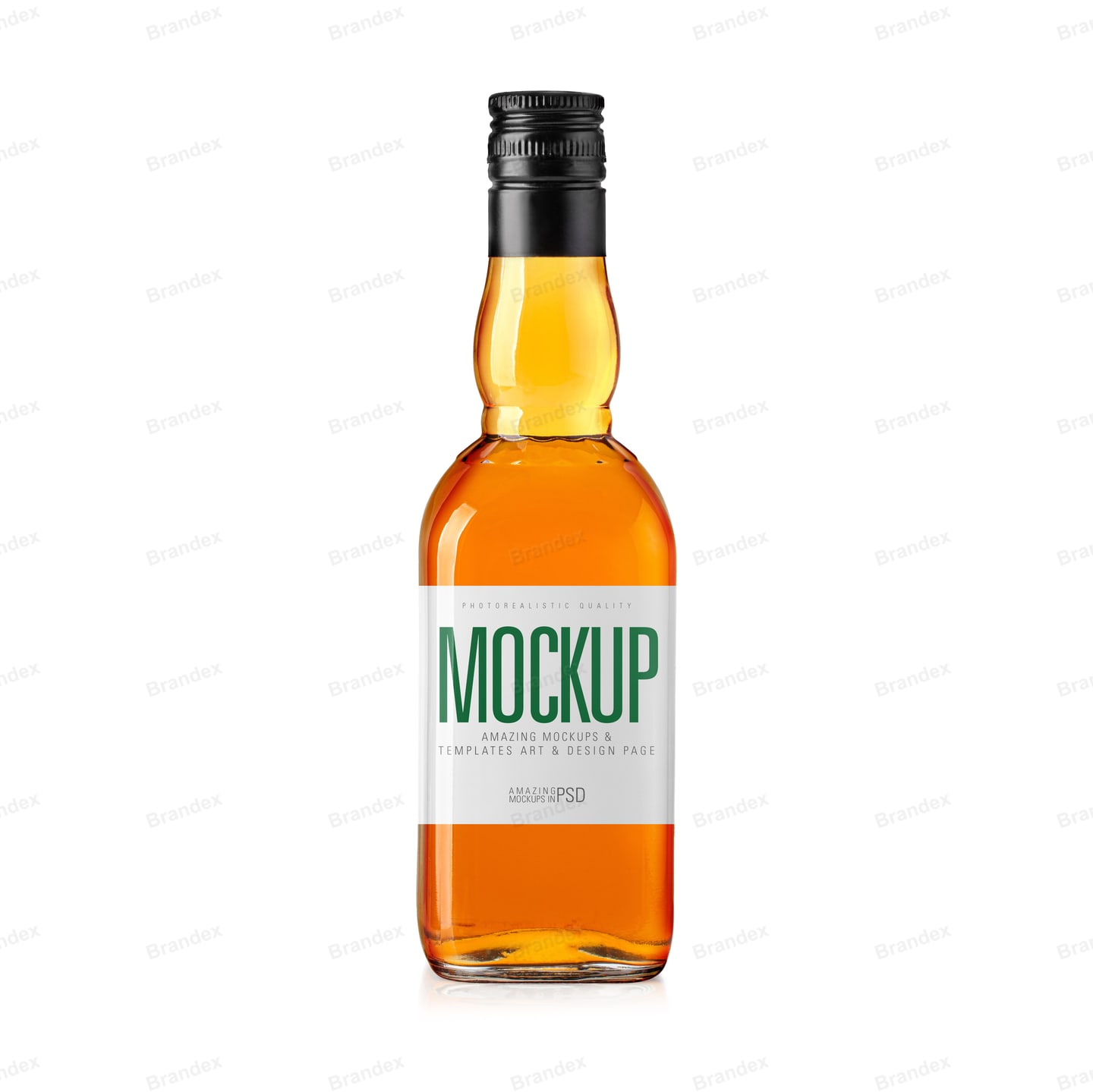 Golden Liquor Flask Bottle Mockup — Black Cap