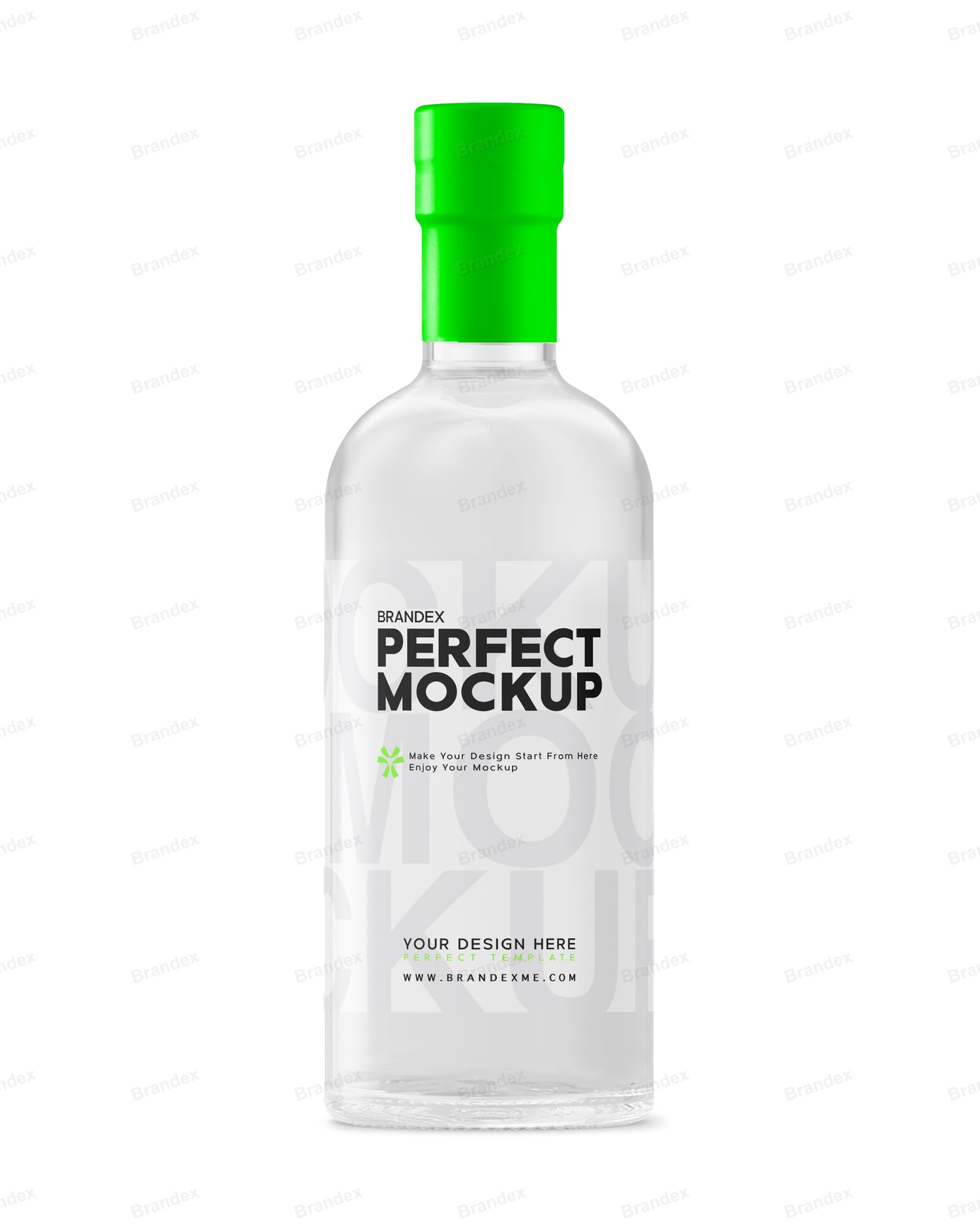 Photorealistic Glass Beverage Bottle Mockup Front View Studio