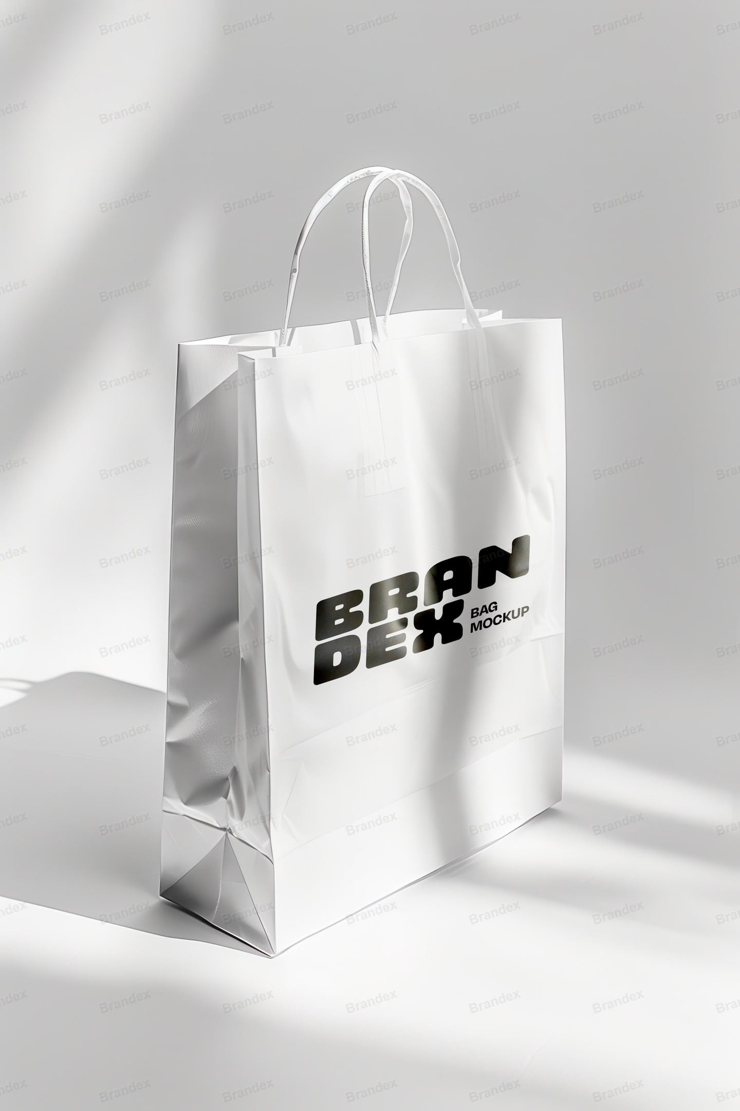 White Paper Shopping Bag Mockup with Handles – Minimal Studio Setup