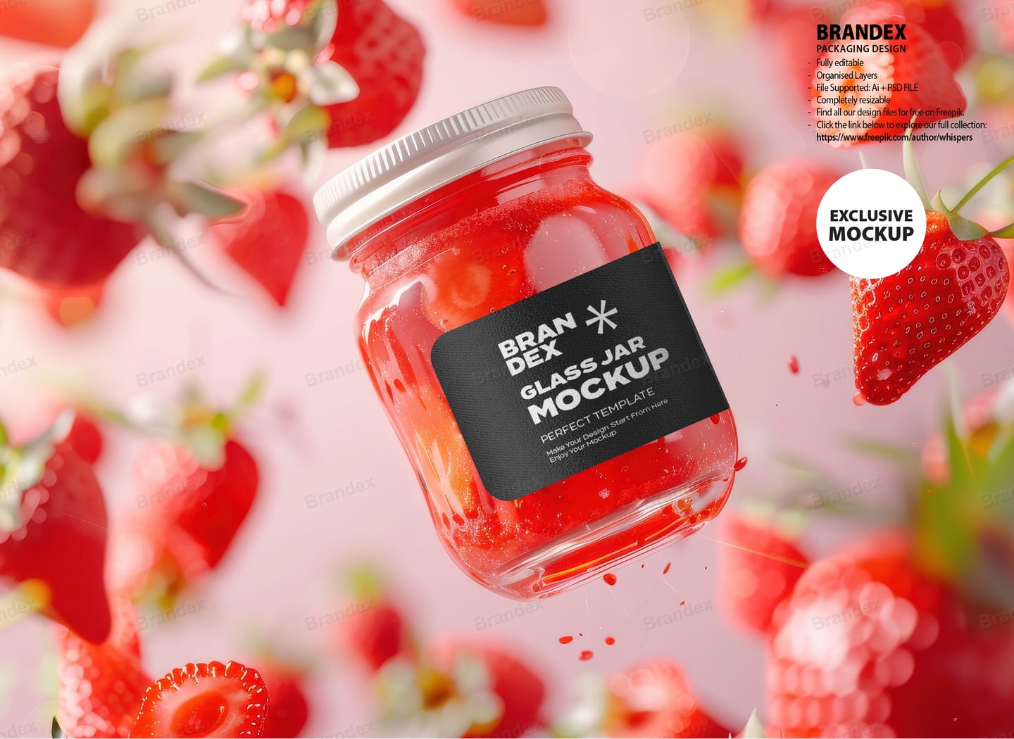 Photorealistic Clear Glass Jam Jar Mockup for Food Label Branding