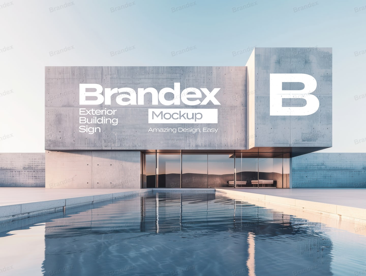 Outdoor Wall Building Signage Mockup Photorealistic Smart Object