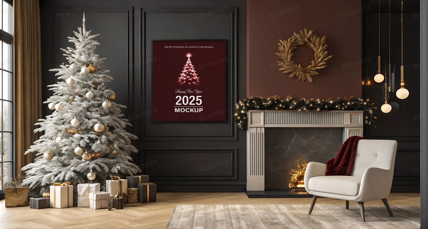 Photorealistic Wooden Christmas Sign Mockup for Festive Display