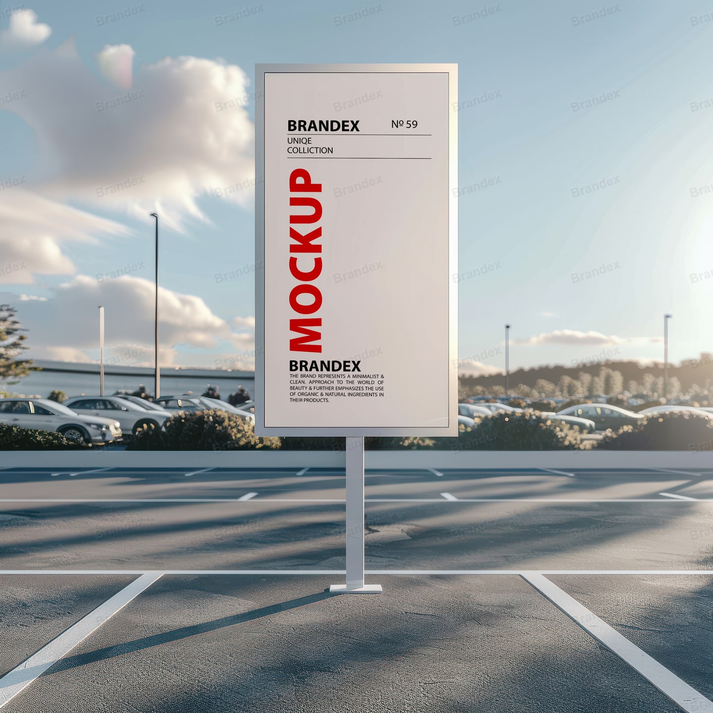Premium Brandex Outdoor Media – Sleek Vertical Parking Lot Signage Mockup