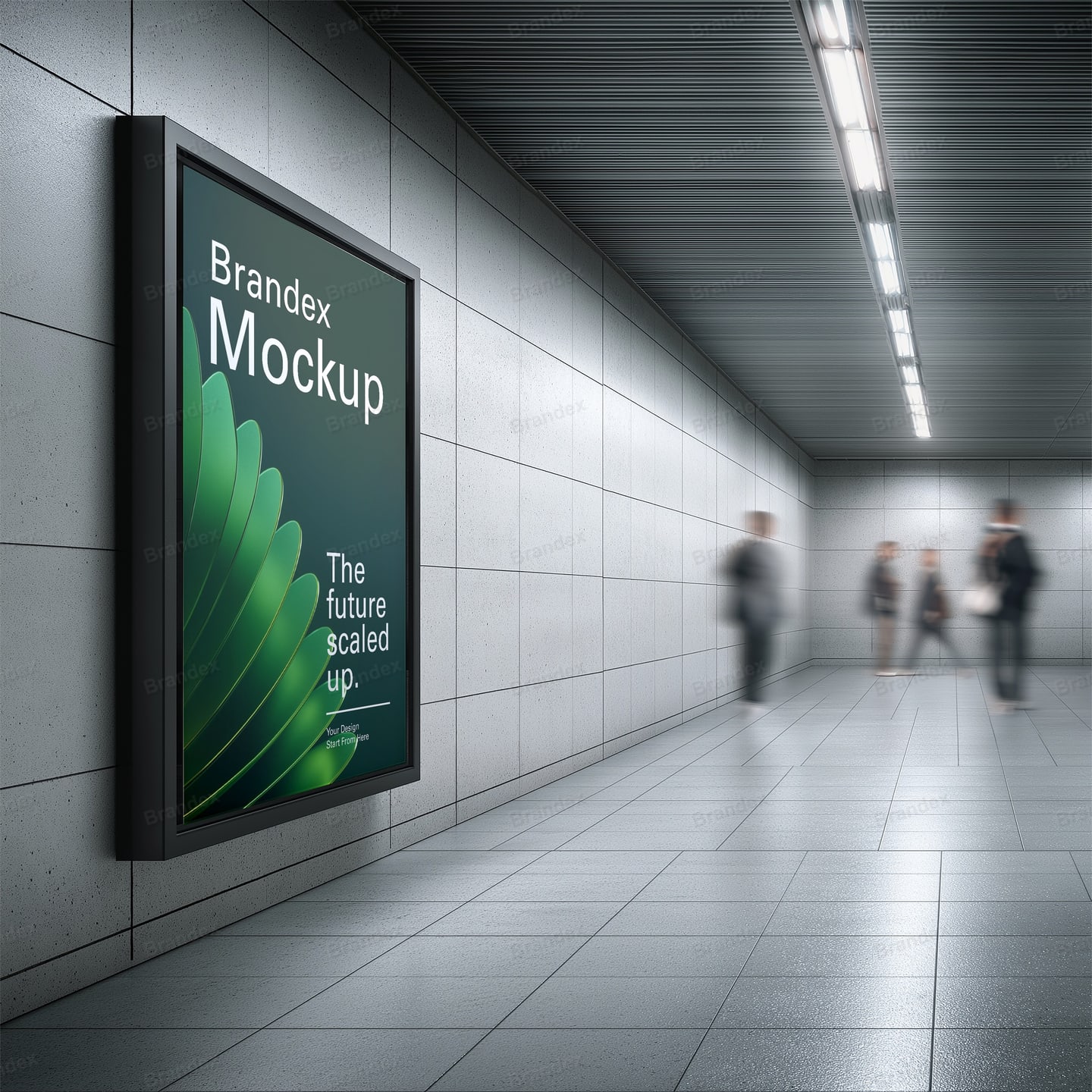 Modern Urban Pedestrian Tunnel Vertical Billboard Mockup Showcase