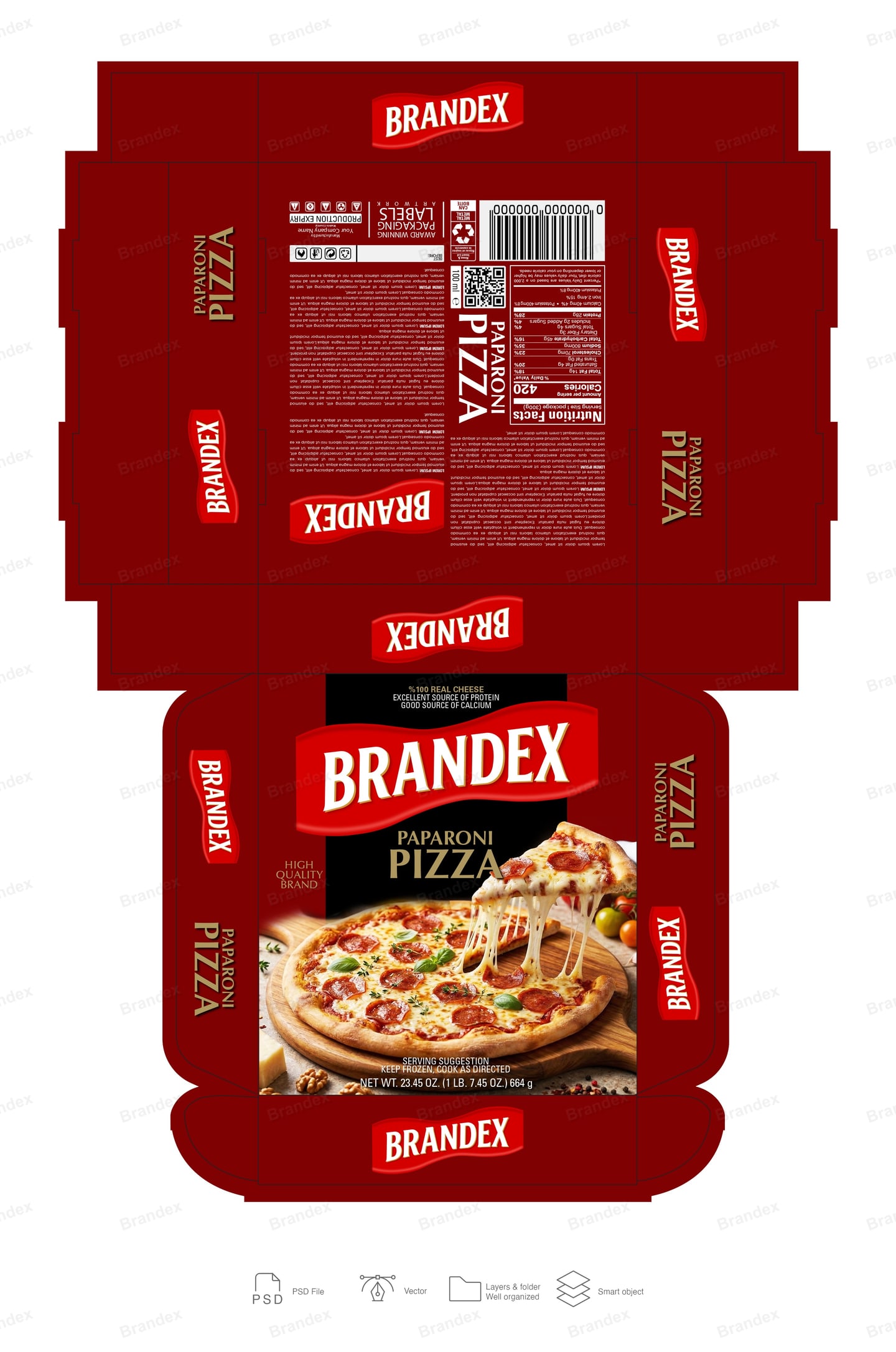 Paparoni Pizza Box Packaging Template