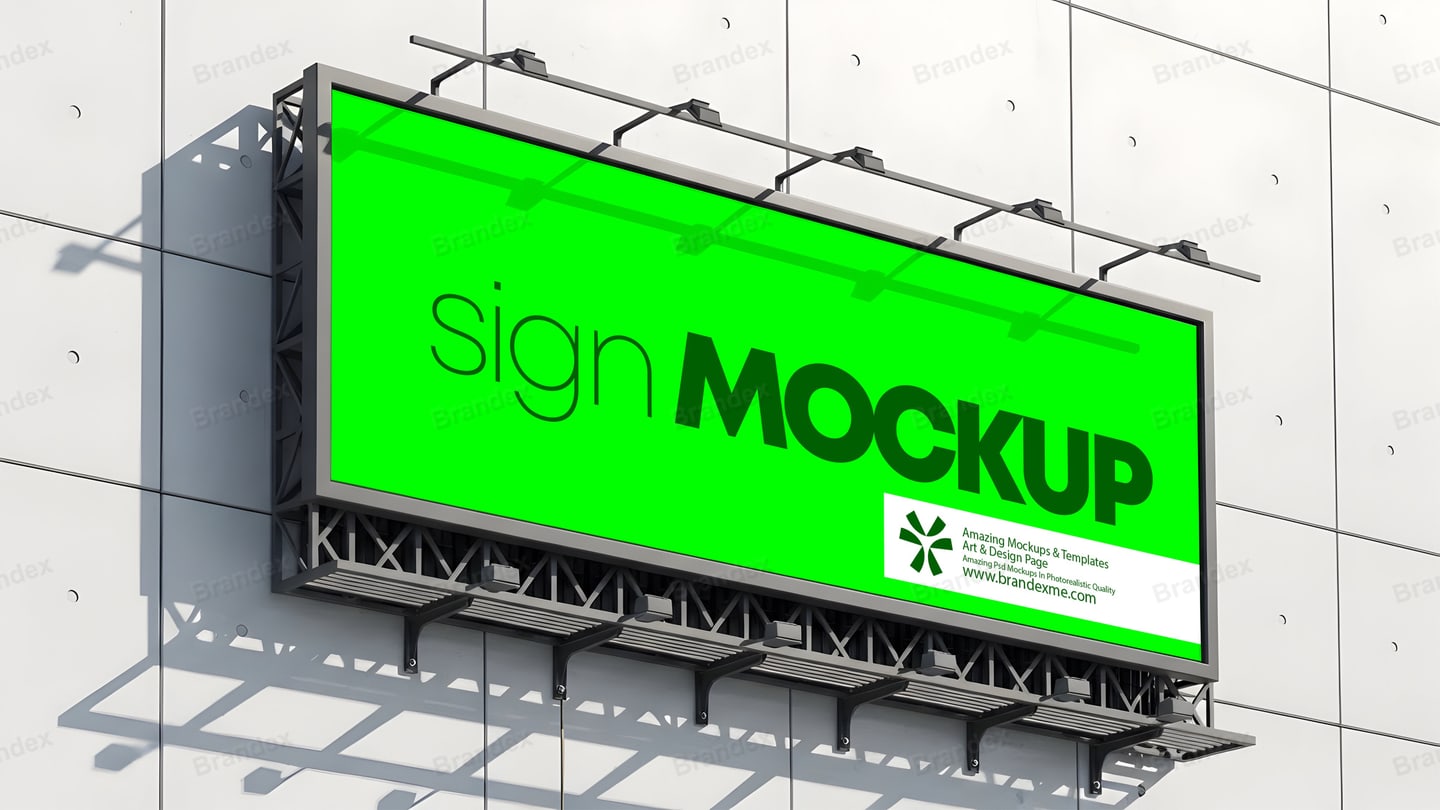 Premium Brandex Outdoor Media – Massive Wall-Mounted Sign Mockup