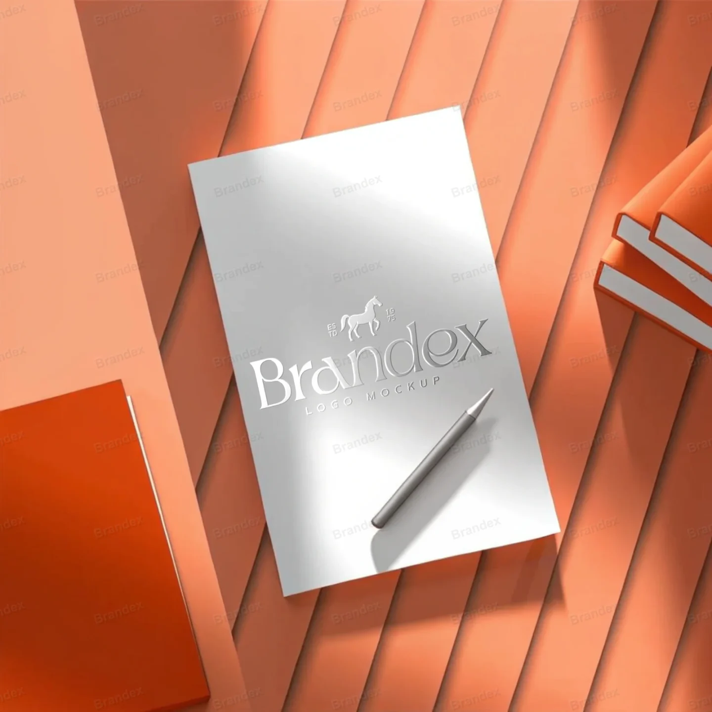 Realistic Textured Paper Logo Mockup Front View Branding Identity