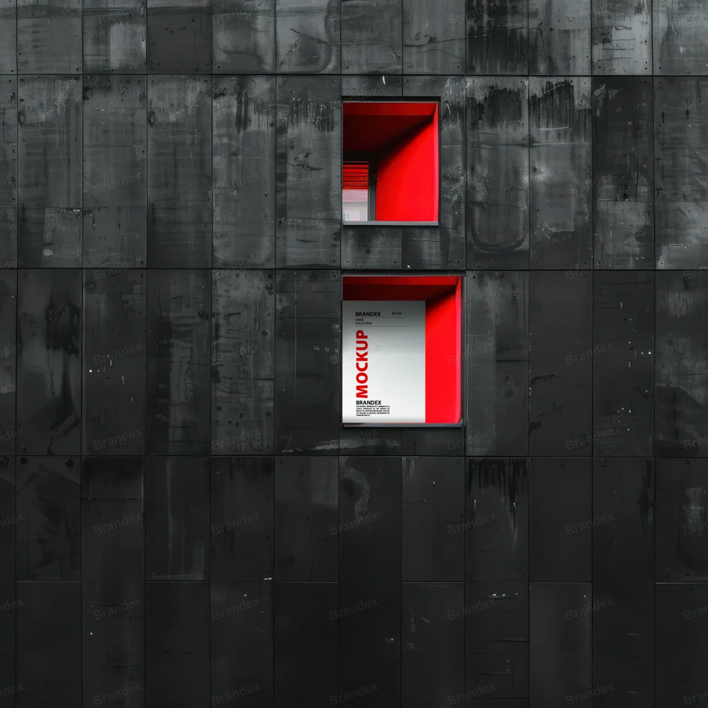 Red Building Sign Mockup Smart Object Editable Photorealistic Front View