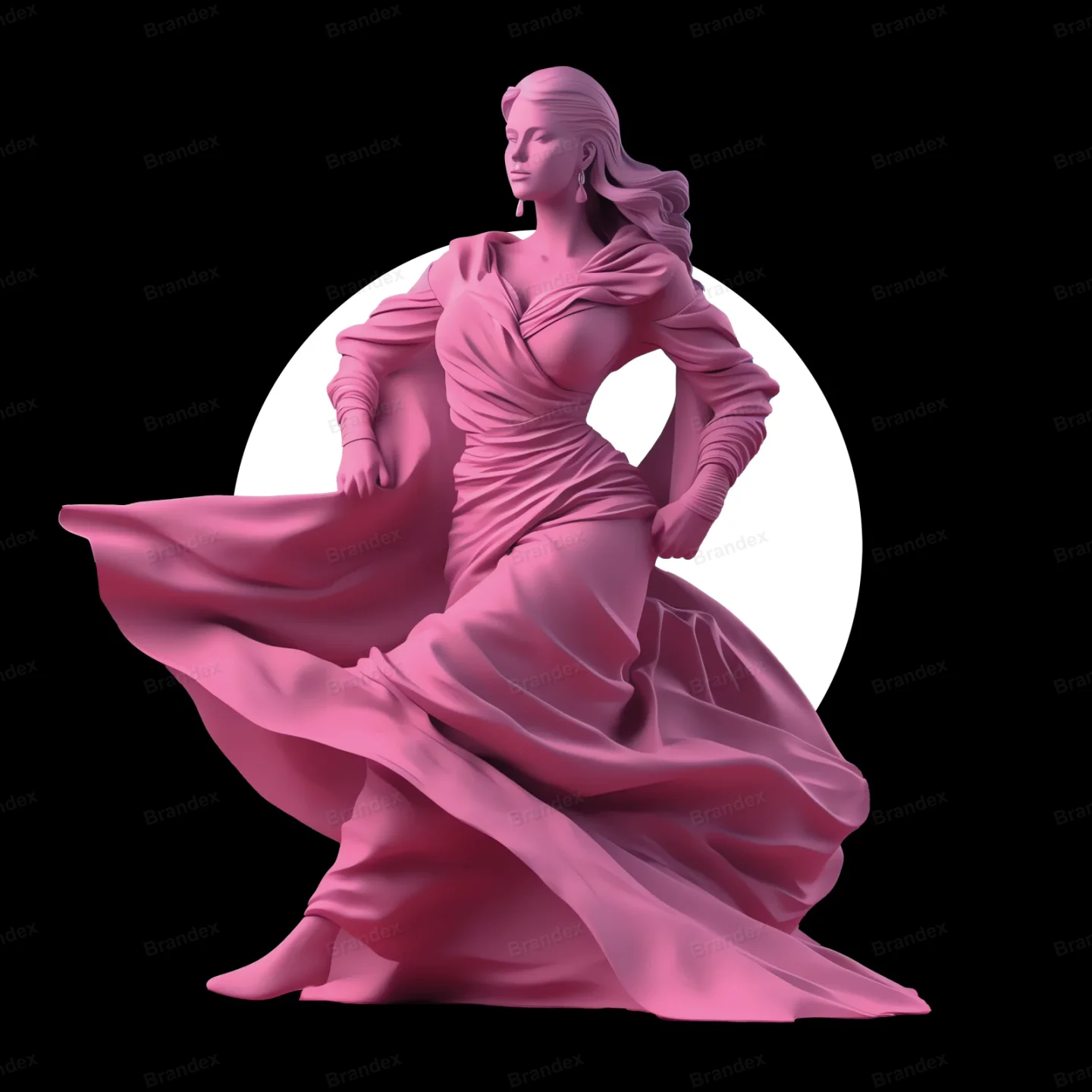 Elegant Woman with Satin Fabric - Isolated PSD (7)