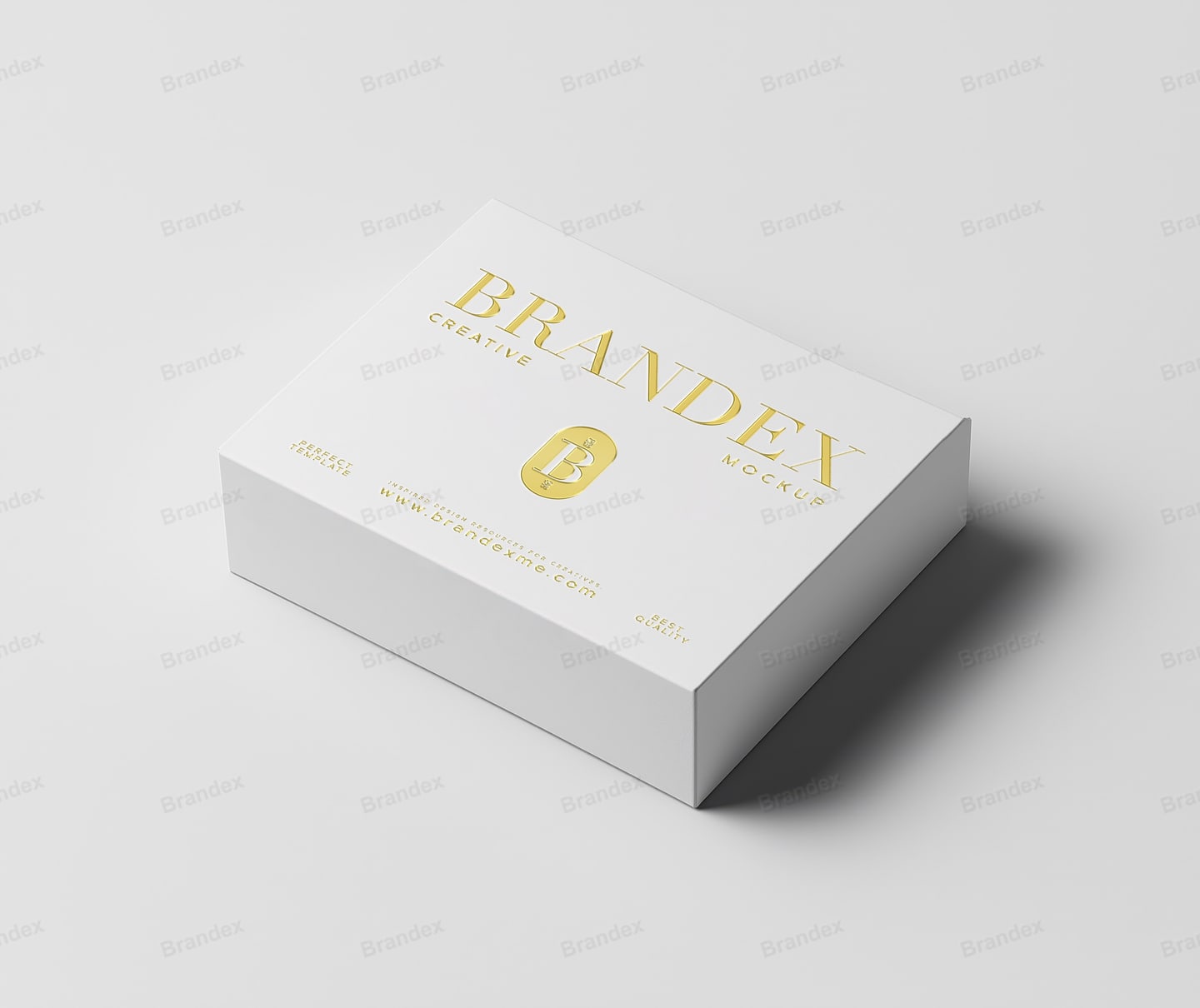White Rigid Gift Box Mockup with Gold Foil Logo – Perspective View