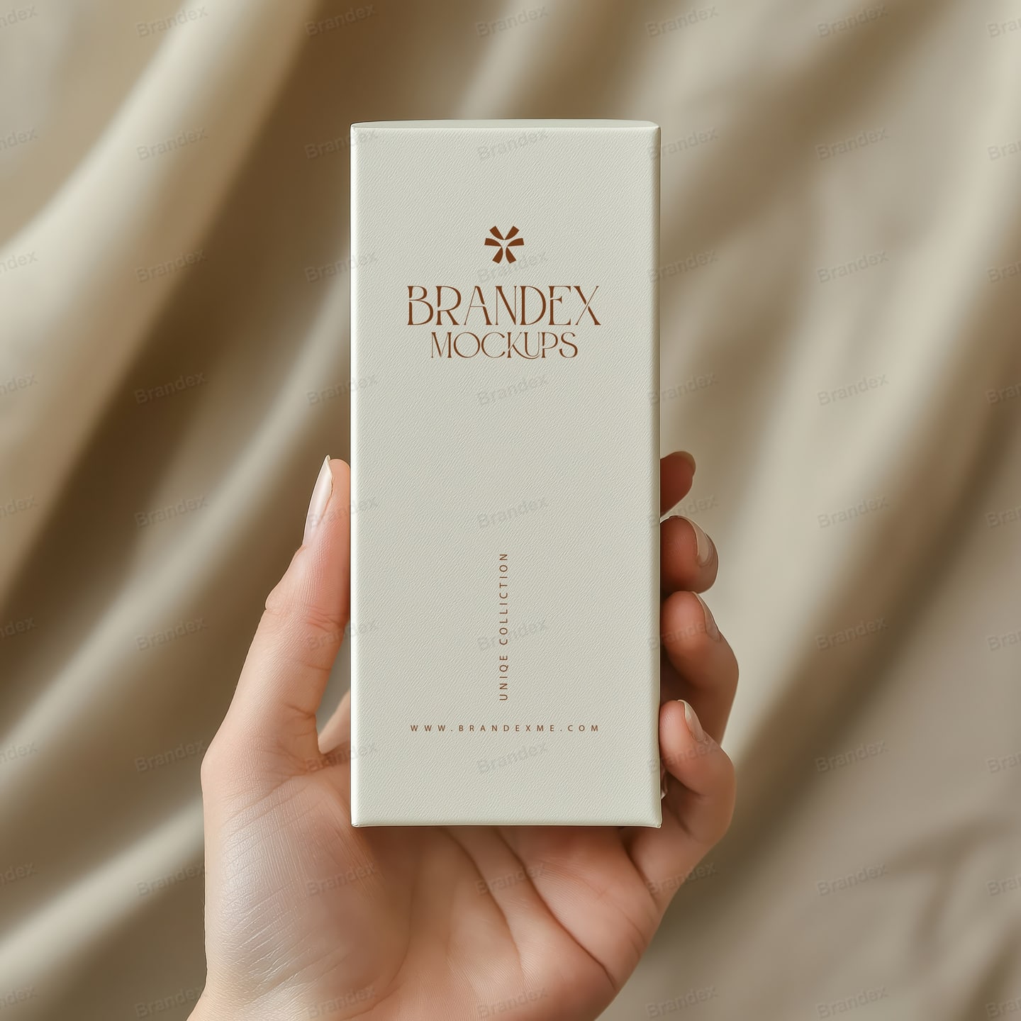 Hand-Held Cosmetic Cream Box Packaging Mockup