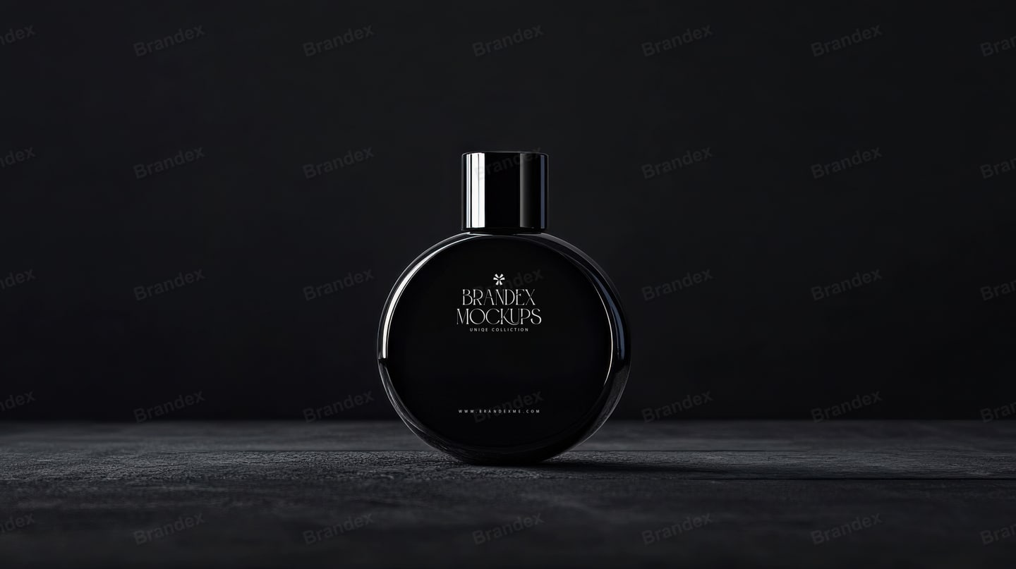 Sleek Black Perfume Bottle Mockup for Product Branding Display