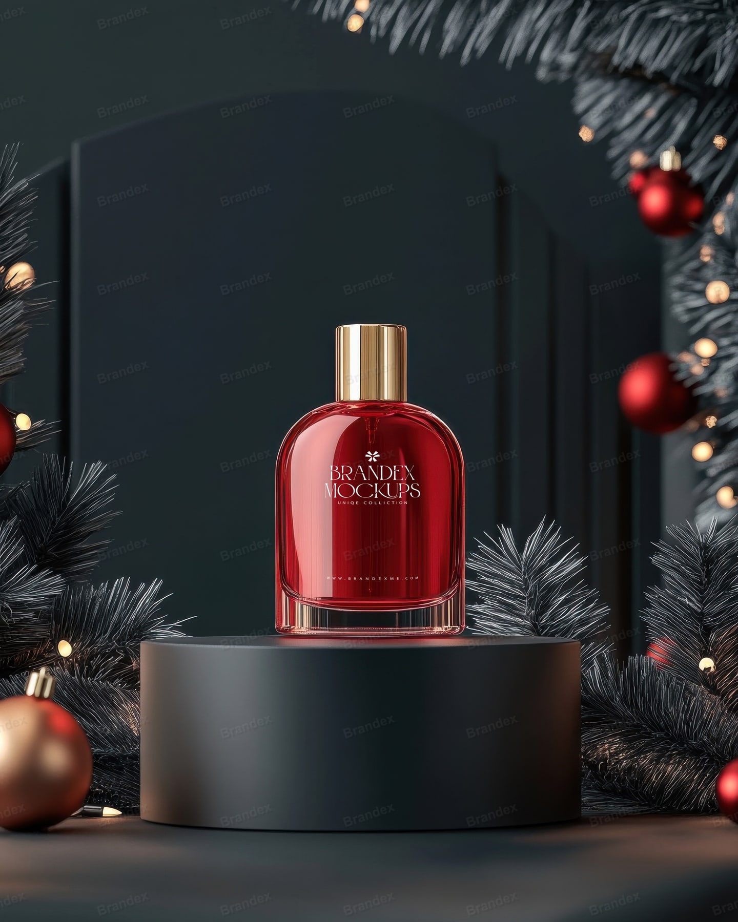 Elegant Red Perfume Bottle Mockup for Holiday