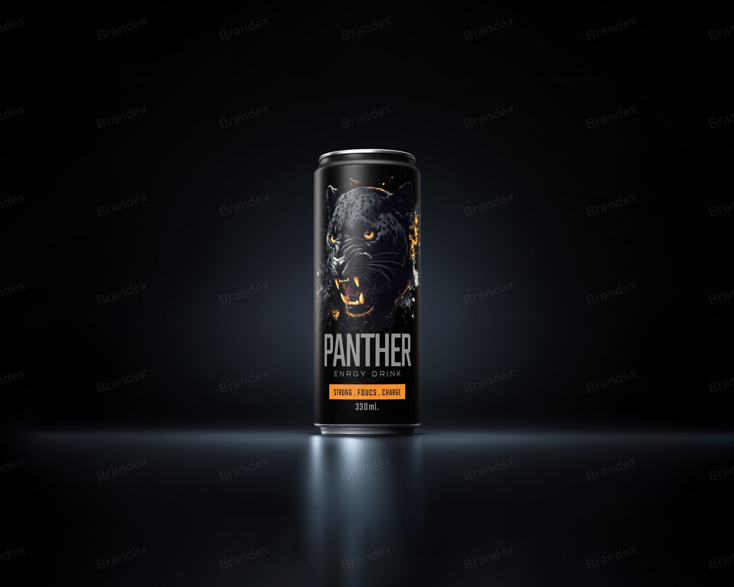 Panther Power Energy Drink – Sleek Matte Black Can Mockup