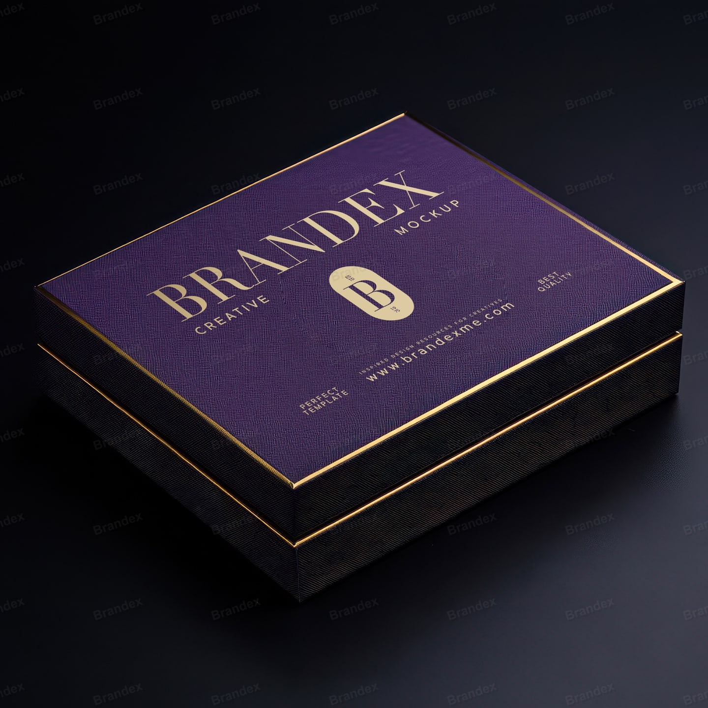 Luxury Purple Textured Rigid Gift Box Mockup with Gold Foil Logo – Perspective View