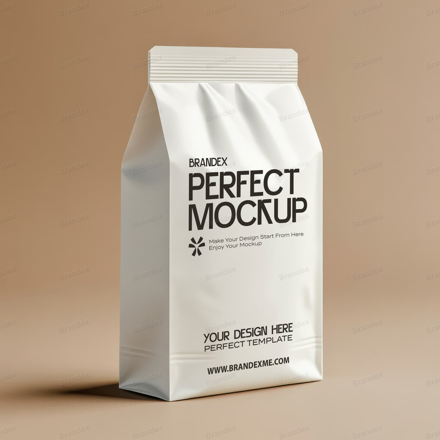 White Gusseted Coffee Bag Packaging Mockup – Studio View