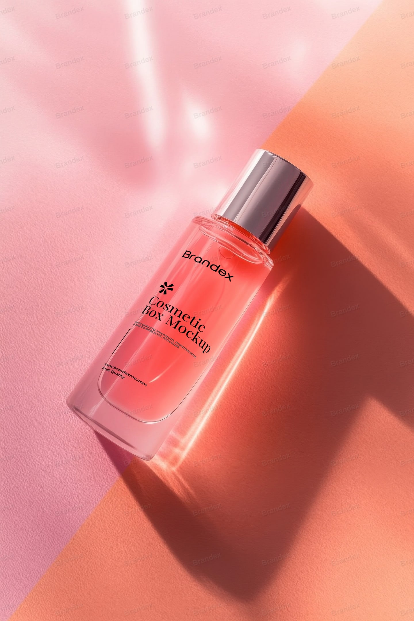 Pink Translucent Cosmetic Bottle Mockup Silver Cap