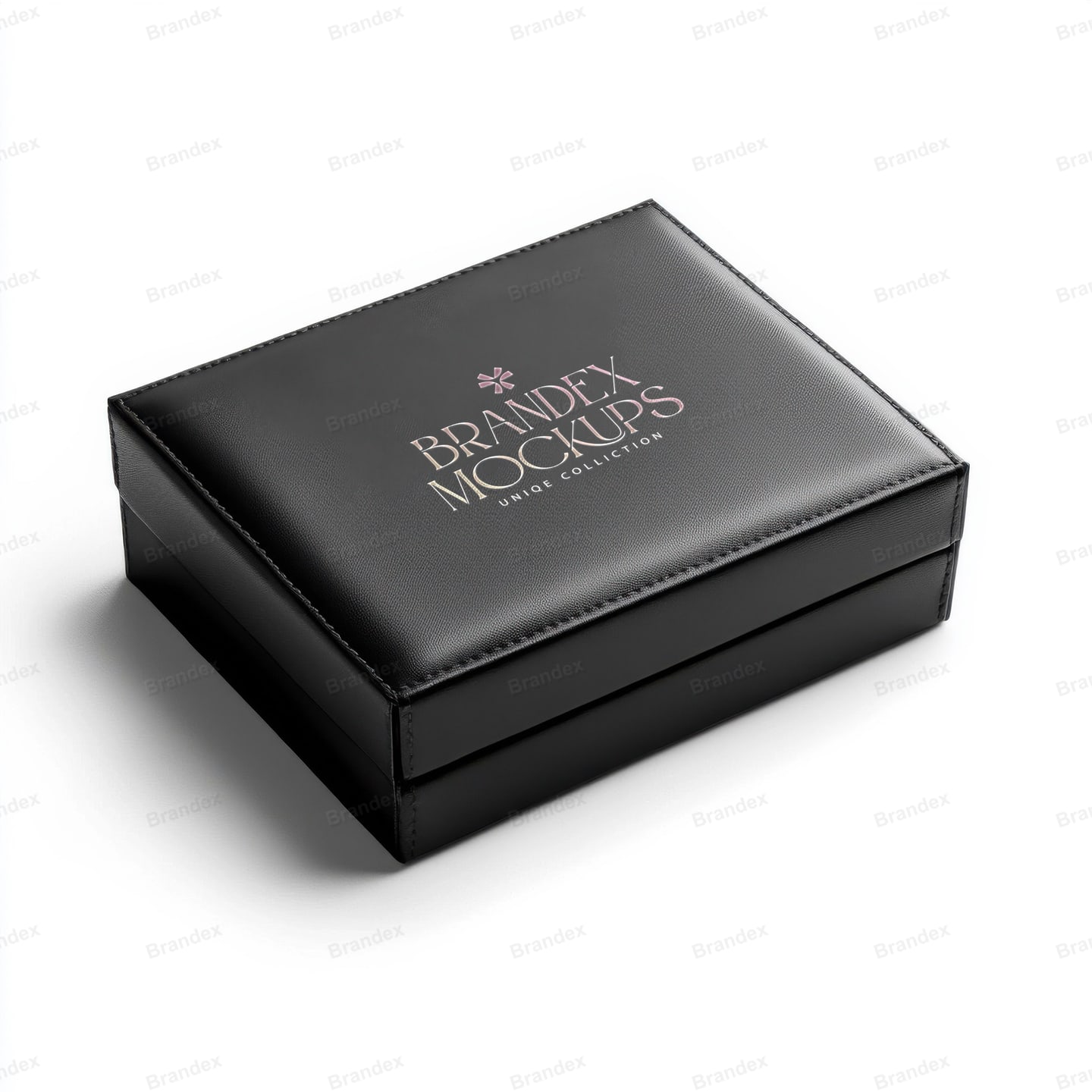 Sleek Black Leather Gift Box Mockup – High Angle Studio View