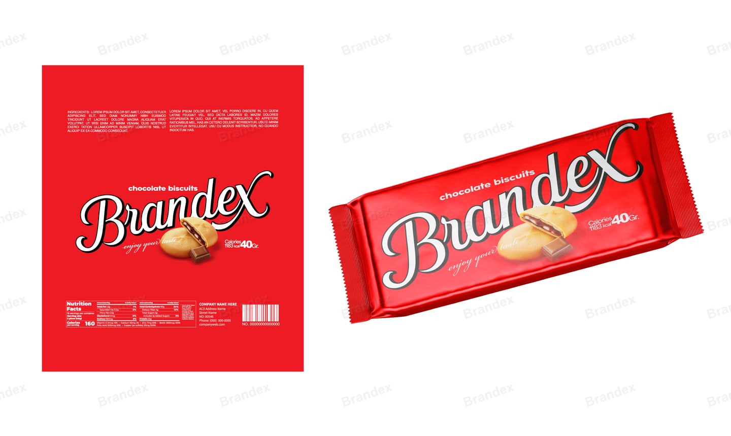 Bold Red Chocolate Biscuit Snack Food Wrapper