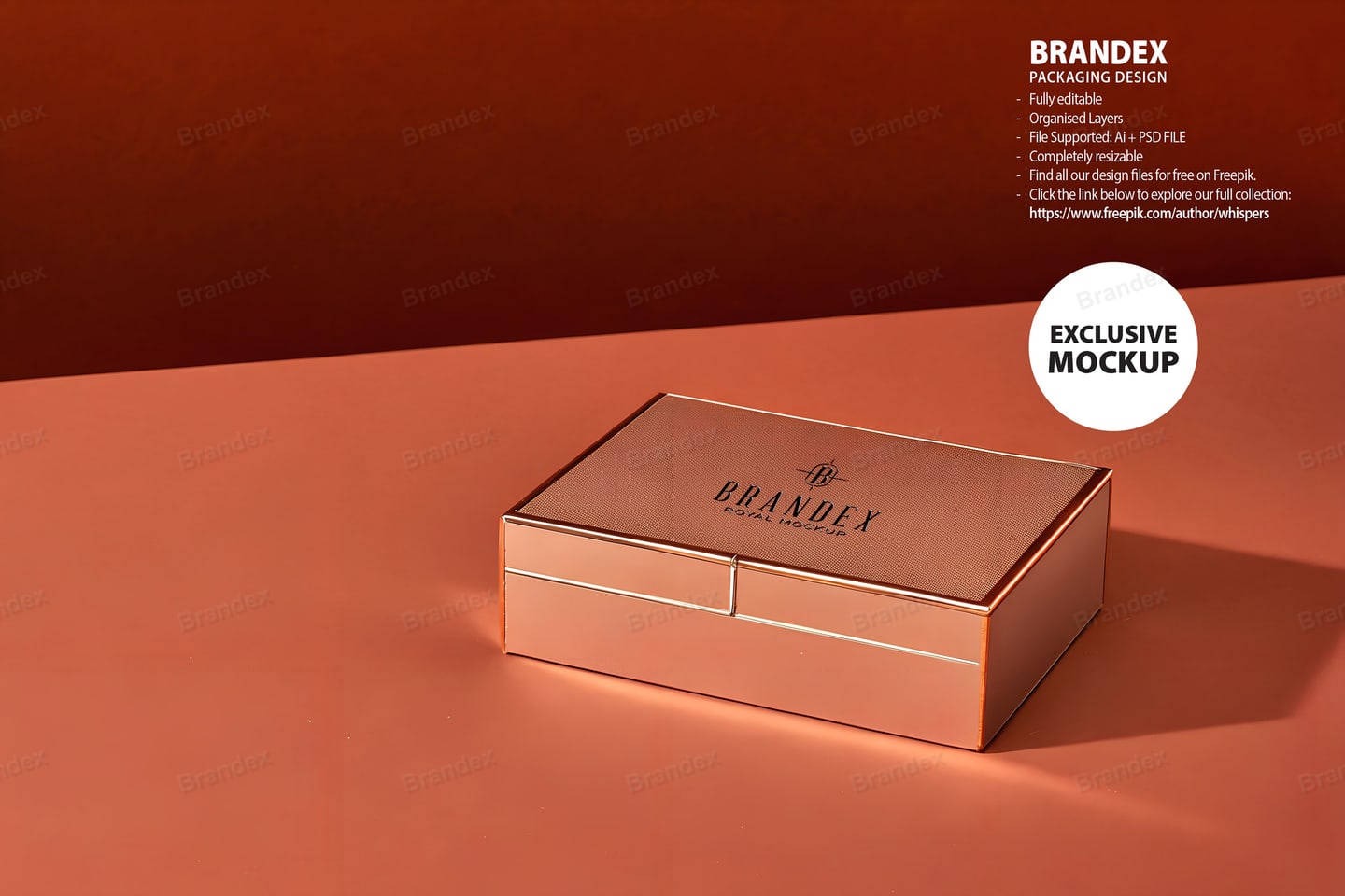 Metallic Copper Rigid Gift Box Mockup – Terracotta Studio Setting