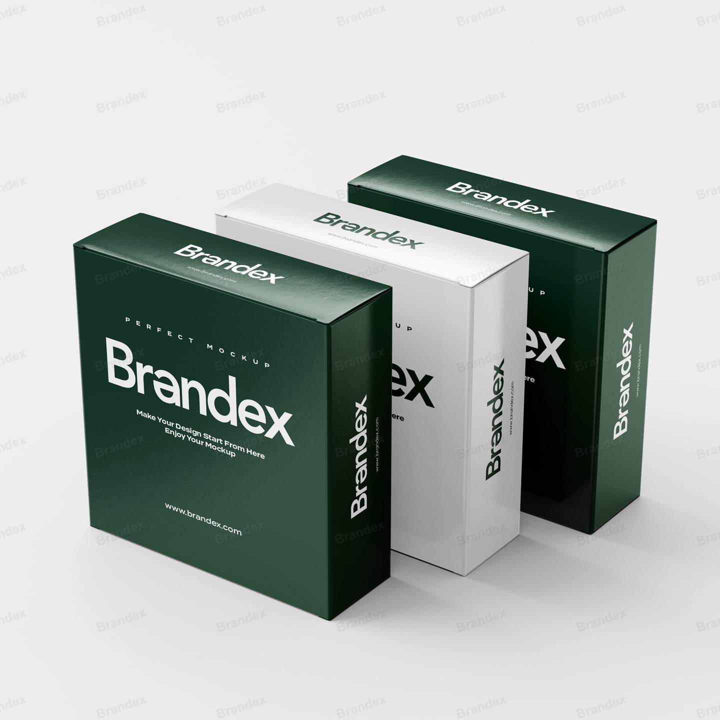 Dark Green White Product Packaging Box Mockup Set