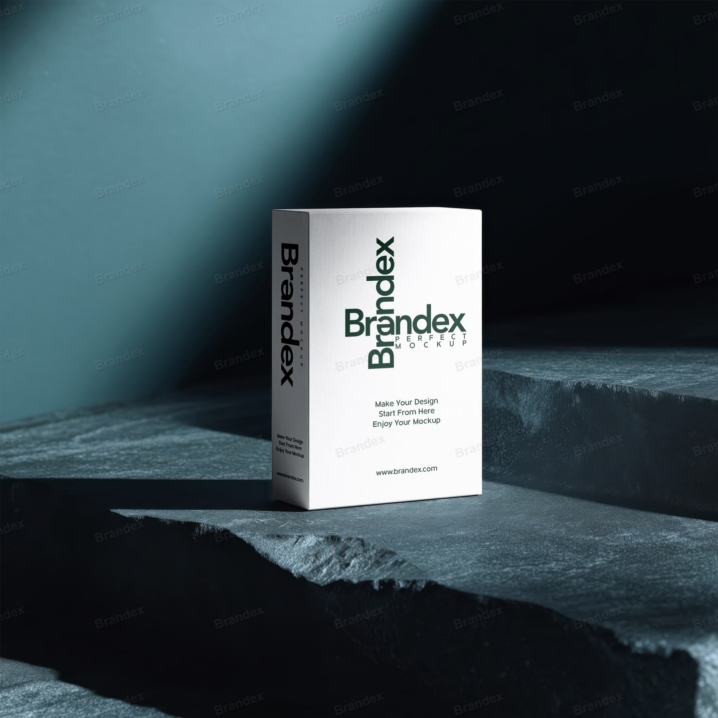 Sleek White Vertical Product Packaging Mockup with Textured Stone Background