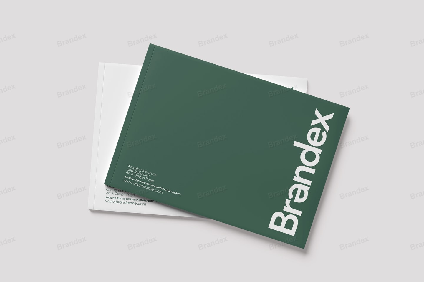 Minimalist A5 Booklet Mockup Green Flat Lay Presentation