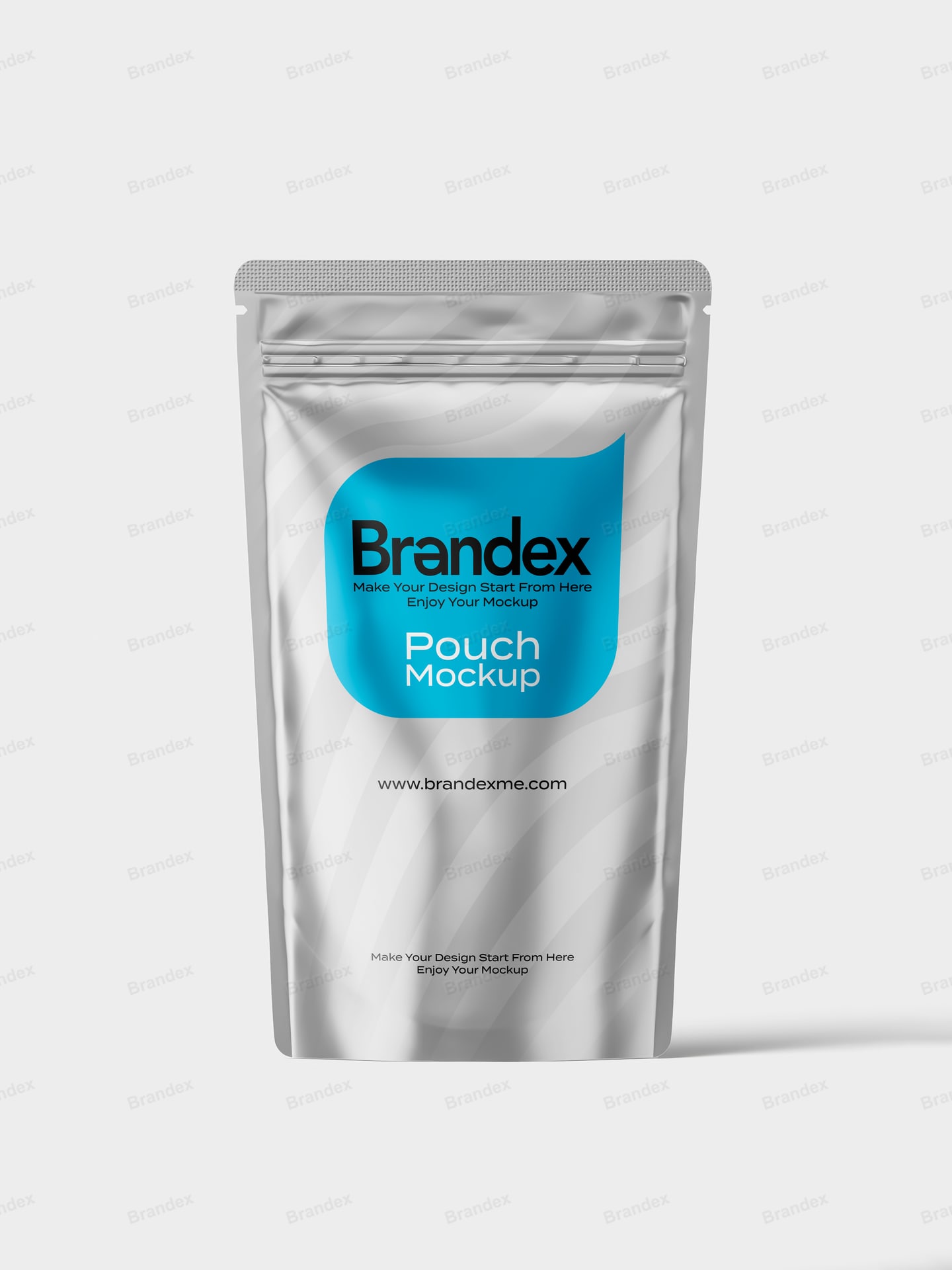 Silver Stand-Up Pouch Mockup with Customizable Blue Label