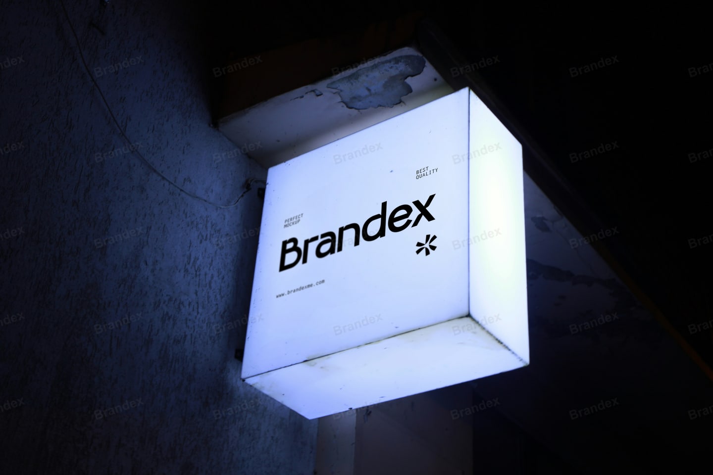 Square Illuminated Lightbox Sign Mockup Night Branding Display