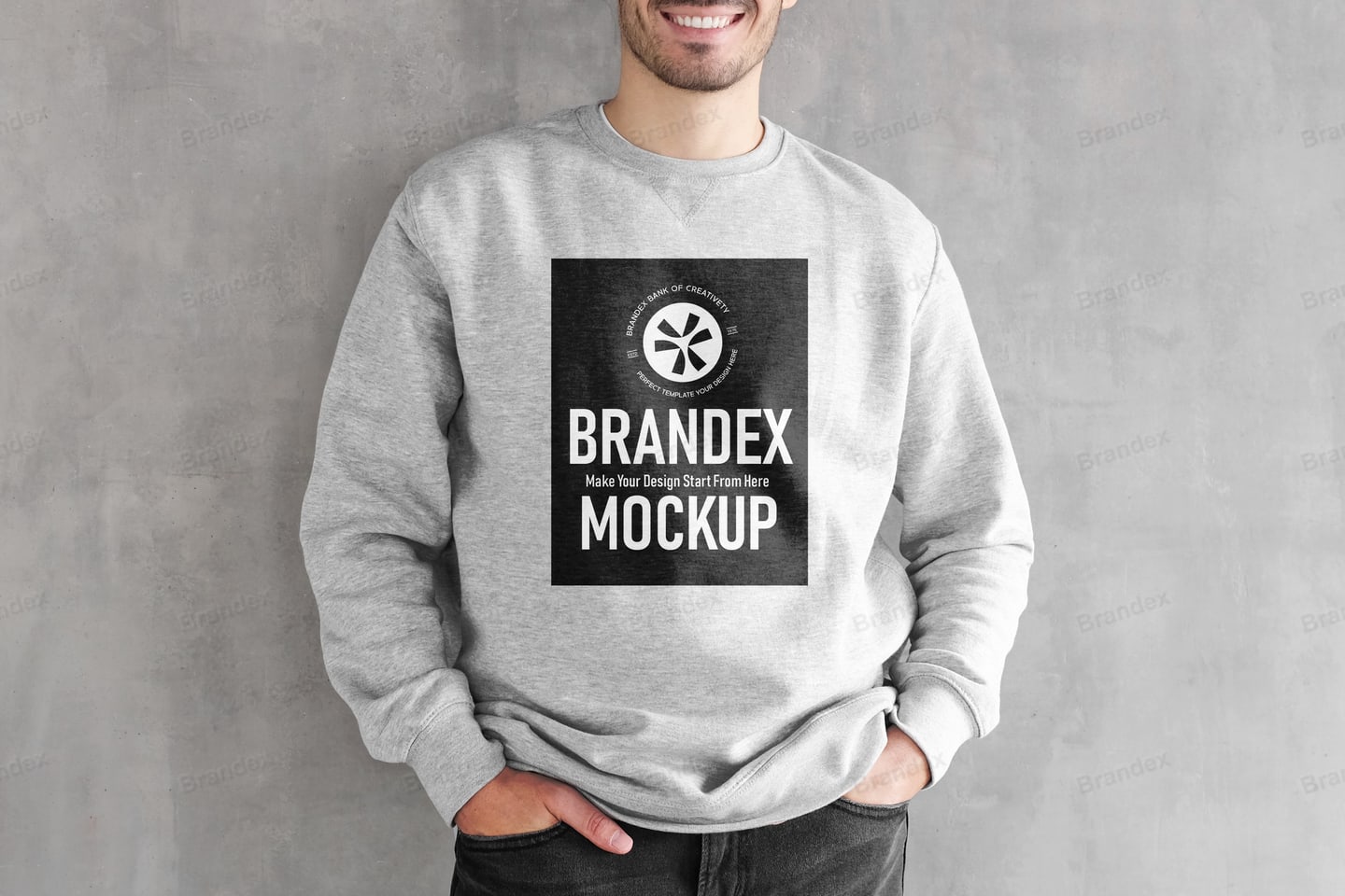 Clothing Brand Front Print Gray Sweatshirt Mockup Display