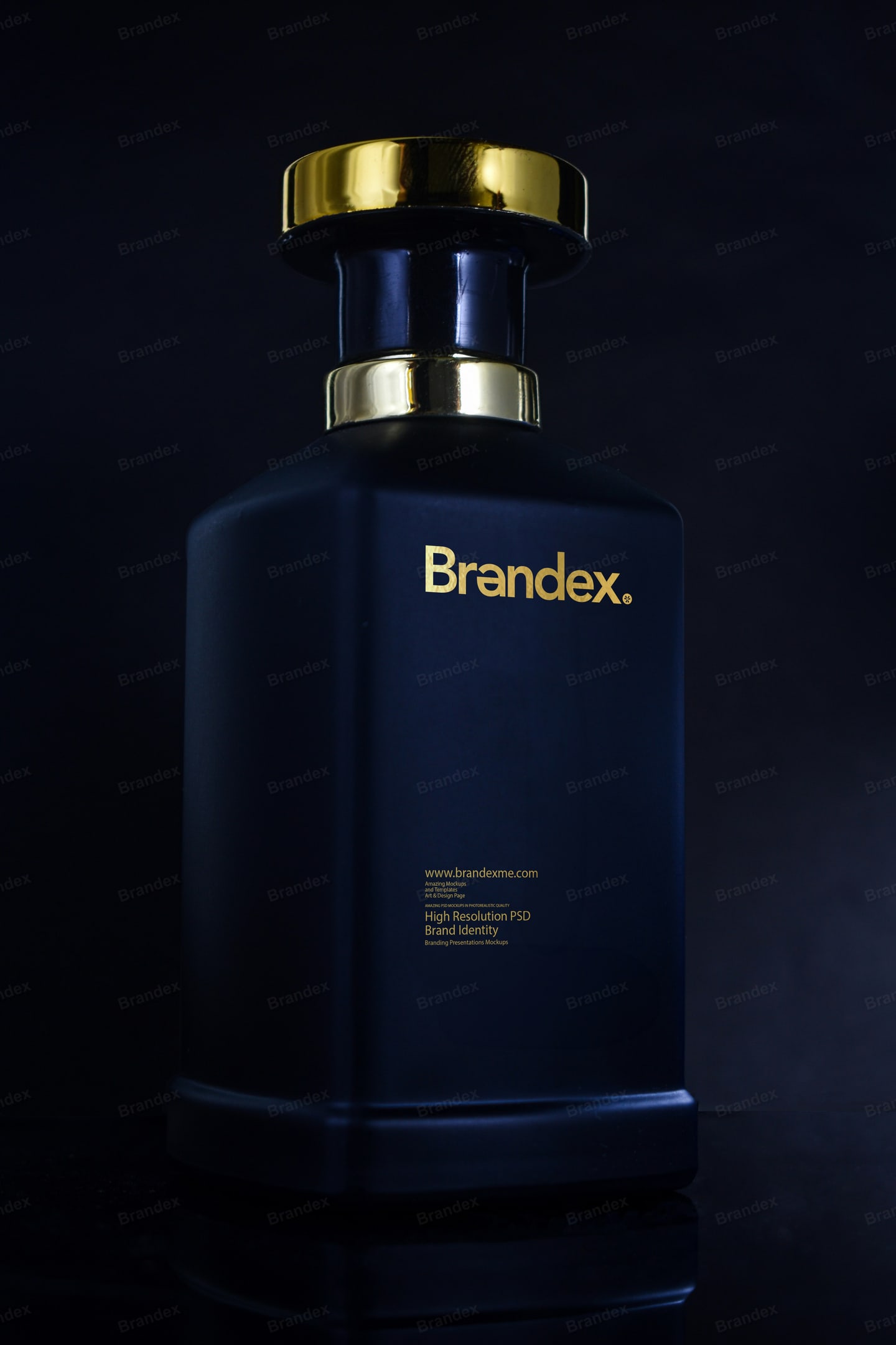 Elegant Matte Black Bottle Product Packaging Mockup Gold Accents