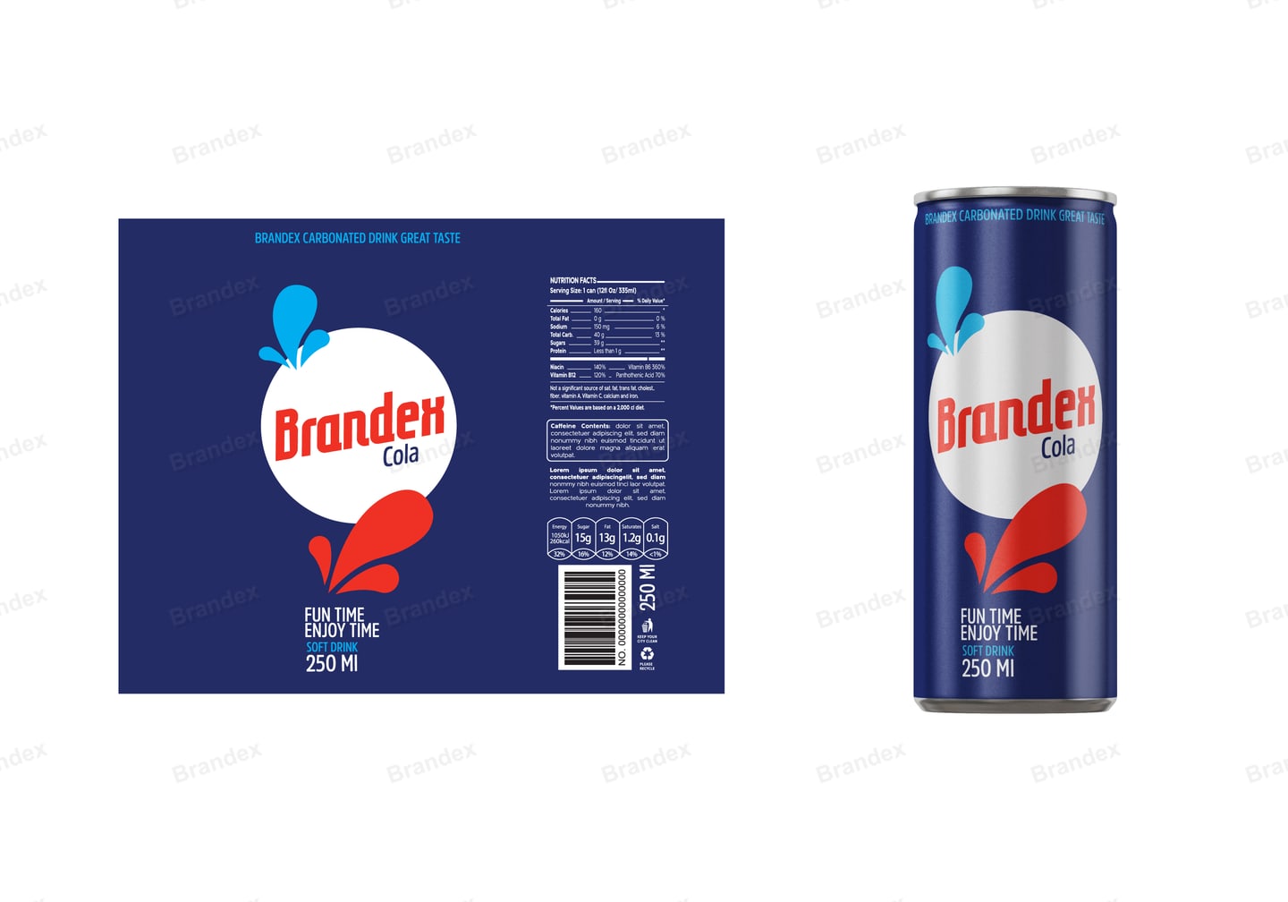 Cola Can Packaging Template – Blue, Red & White