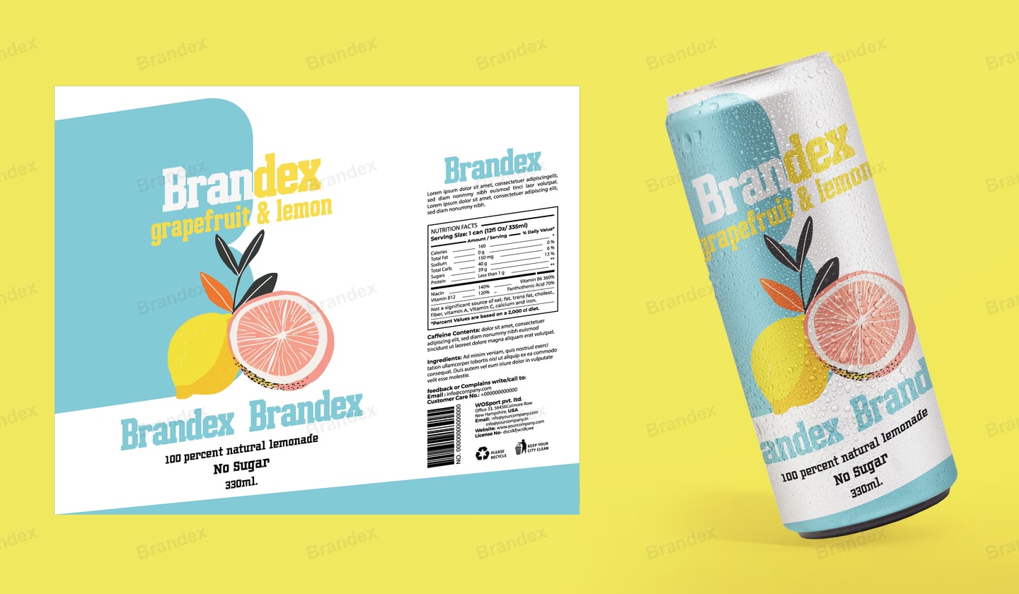 Vibrant Citrus Grapefruit Lemonade Can Packaging