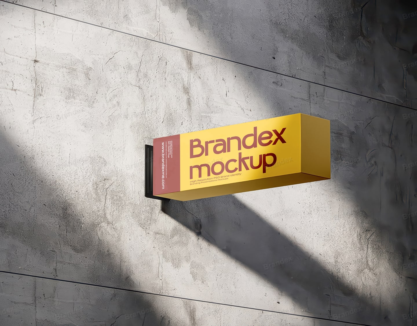 Yellow Rectangular Storefront Wall Sign Mockup