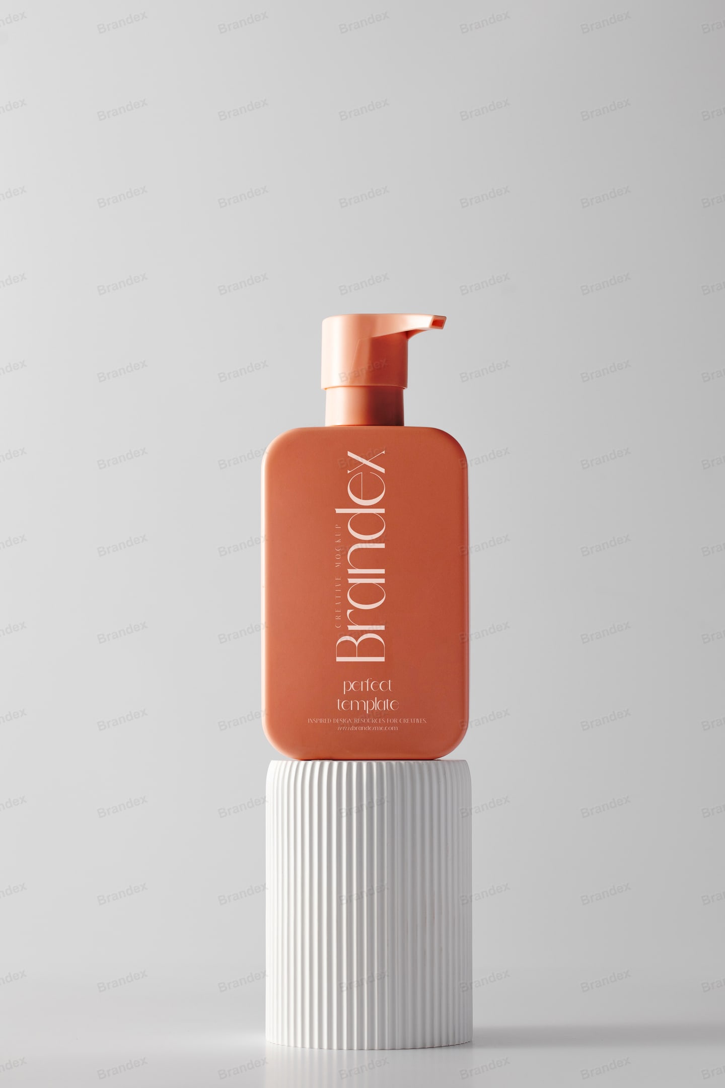 Terracotta Pump Bottle Branding Mockup Ribbed Pedestal