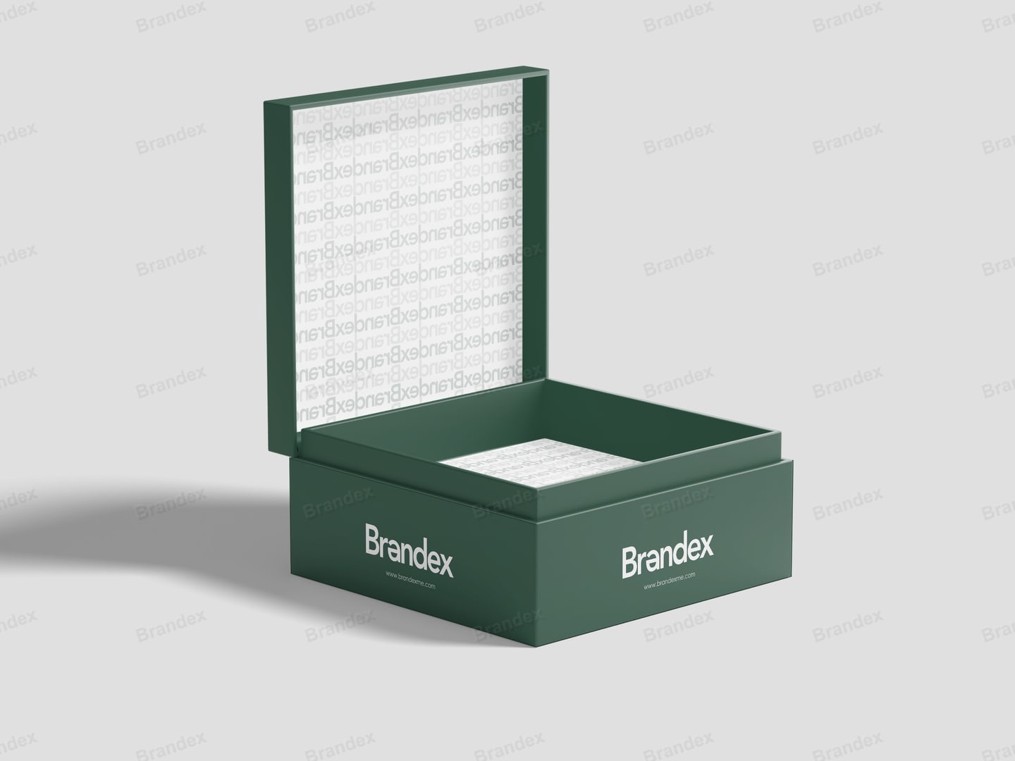 Green Luxury Gift Box Packaging Mockup Branded Interior