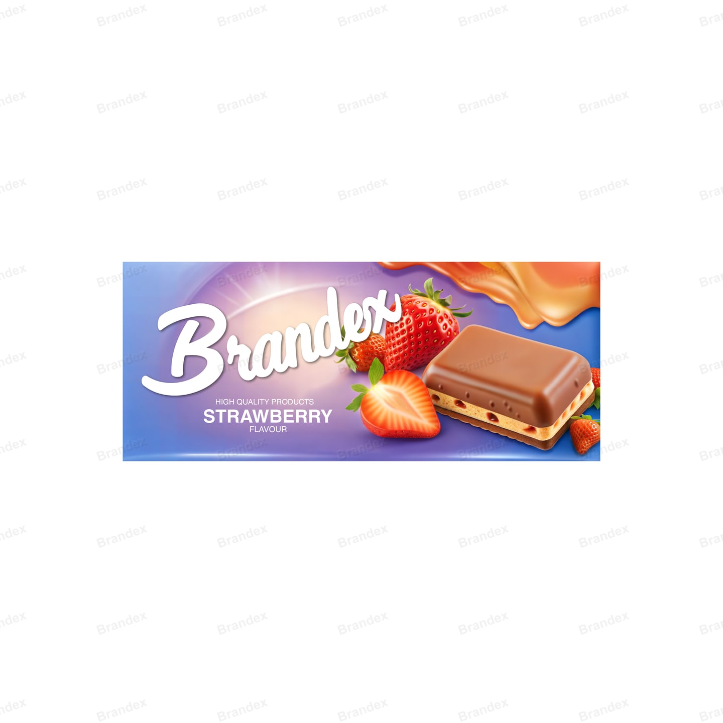 Strawberry Chocolate Bar Packaging Template – Purple, Red & Brown