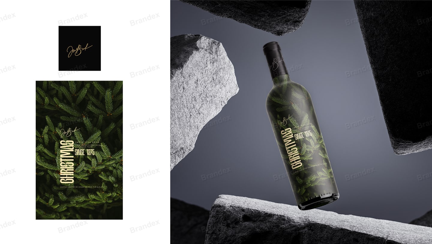 Lush Foliage Green Wine Bottle Packaging Label