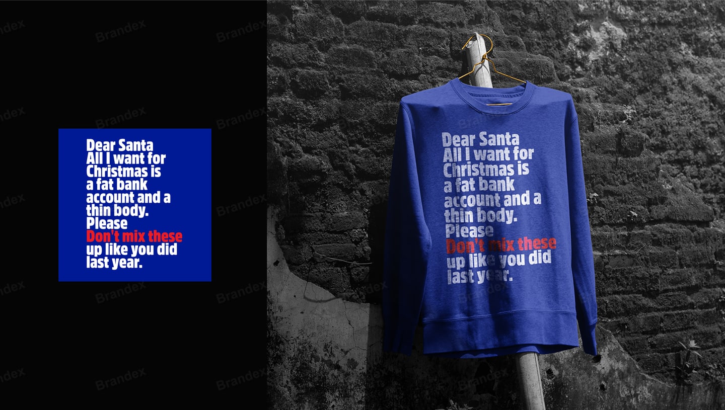 Blue Funny Christmas Text Sweatshirt Apparel